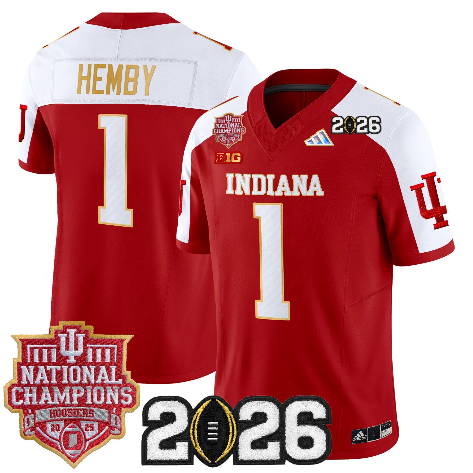 Men's Indiana Hoosiers 2025 National Champions & 2026 CFP Final Patch Gold Trim Vapor Limited Jersey - All Stitched