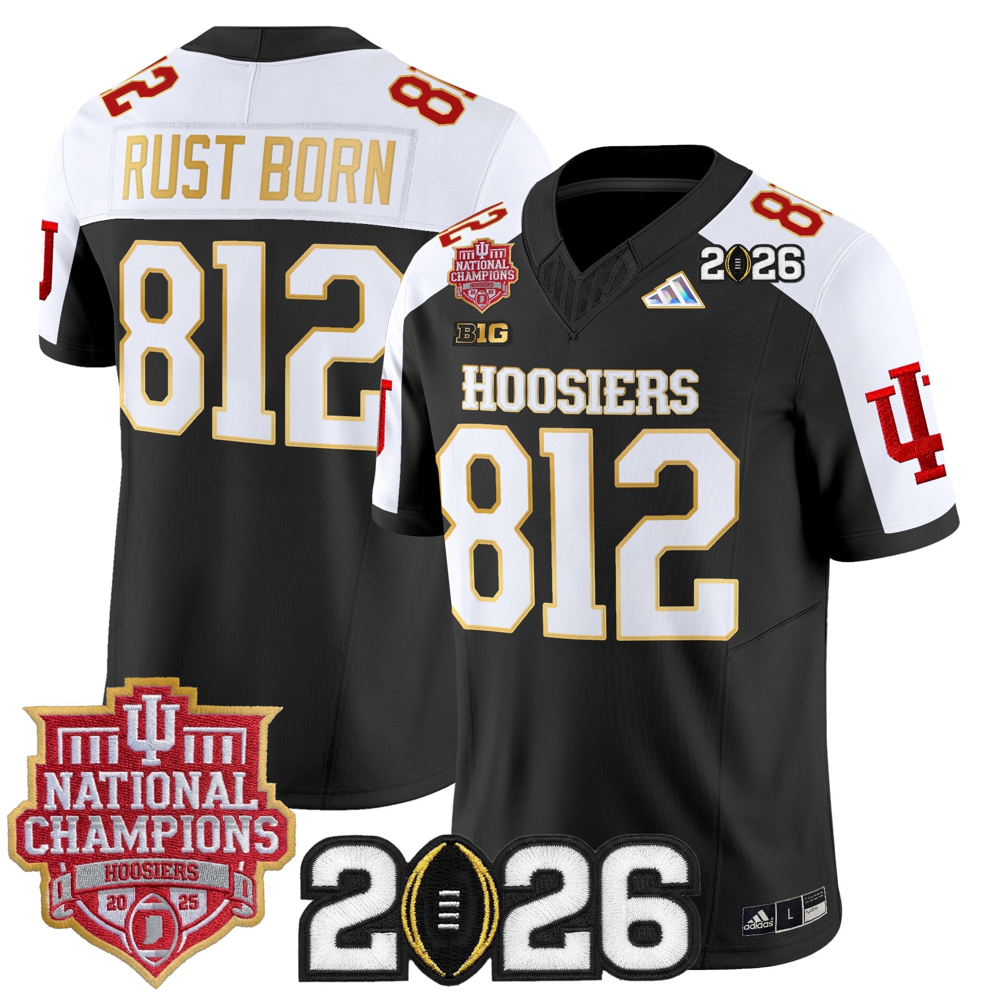 Men's Indiana Hoosiers 2025 National Champions & 2026 CFP Final Patch Gold Trim Vapor Limited Jersey - All Stitched