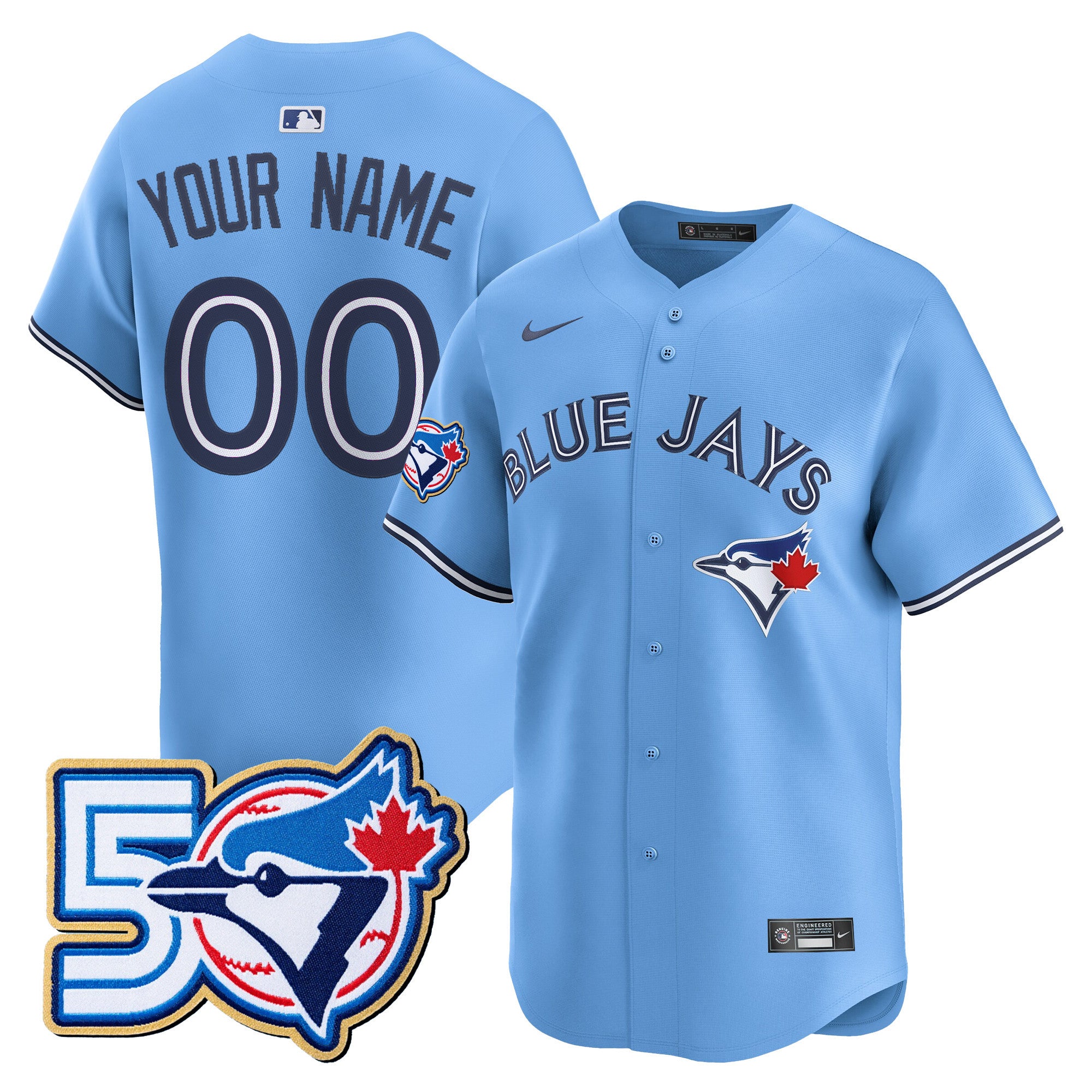 Toronto Blue Jays 50 Seasons Patch Vapor Premier Limited Custom Jersey - All Stitched