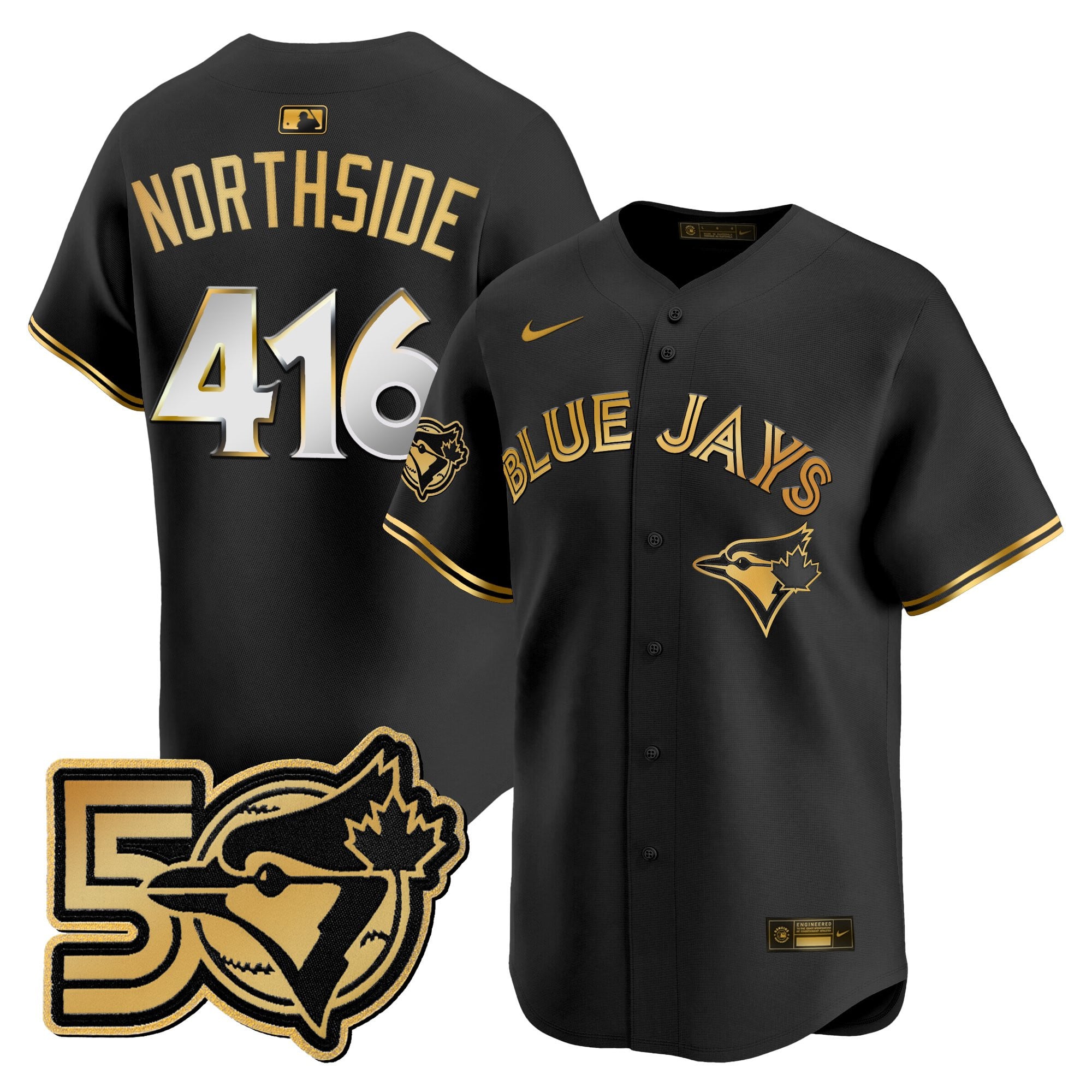 Men's Toronto Blue Jays 50 Seasons Patch Vapor Premier Limited Jersey - All Stitched