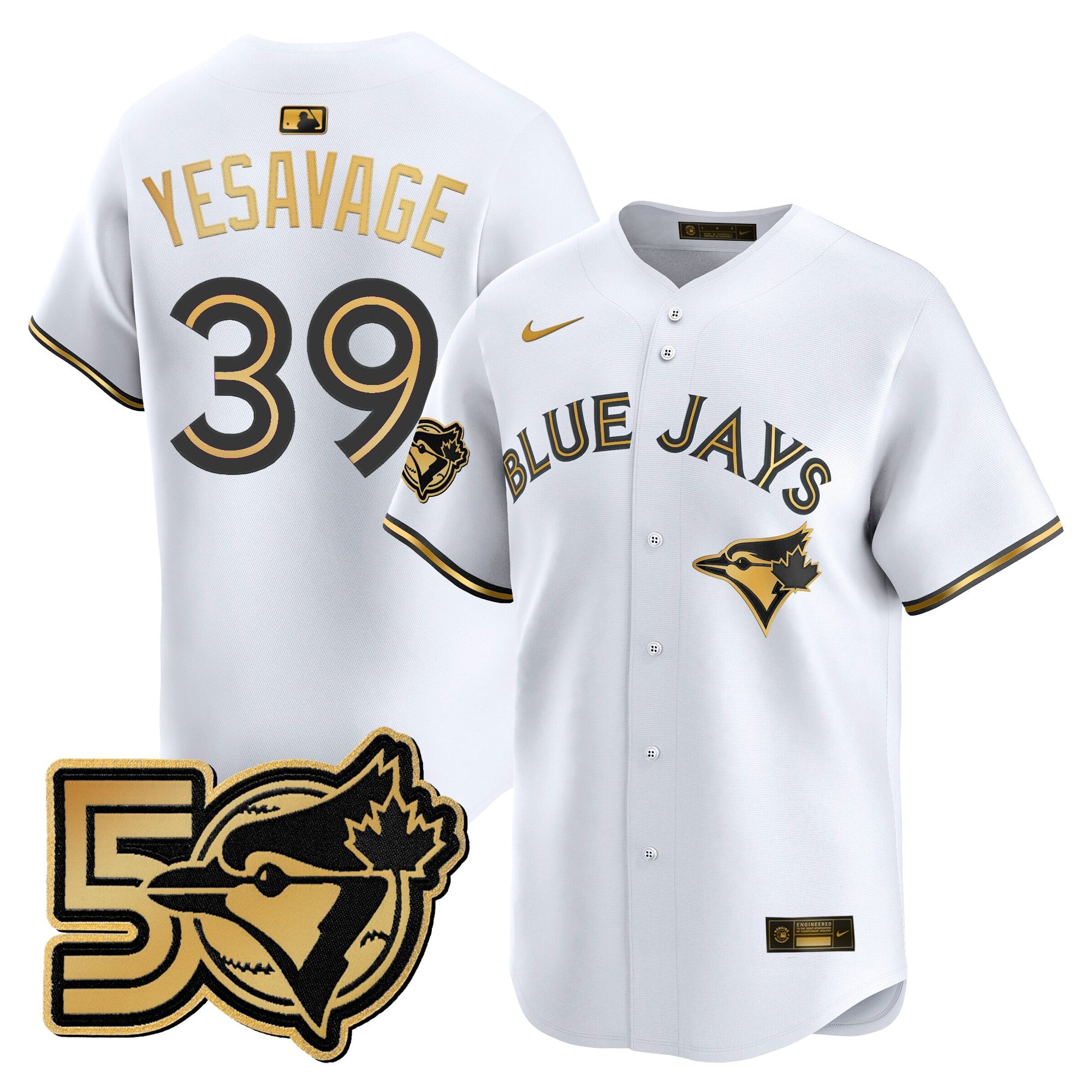 Men's Toronto Blue Jays 50 Seasons Patch Vapor Premier Limited Jersey - All Stitched
