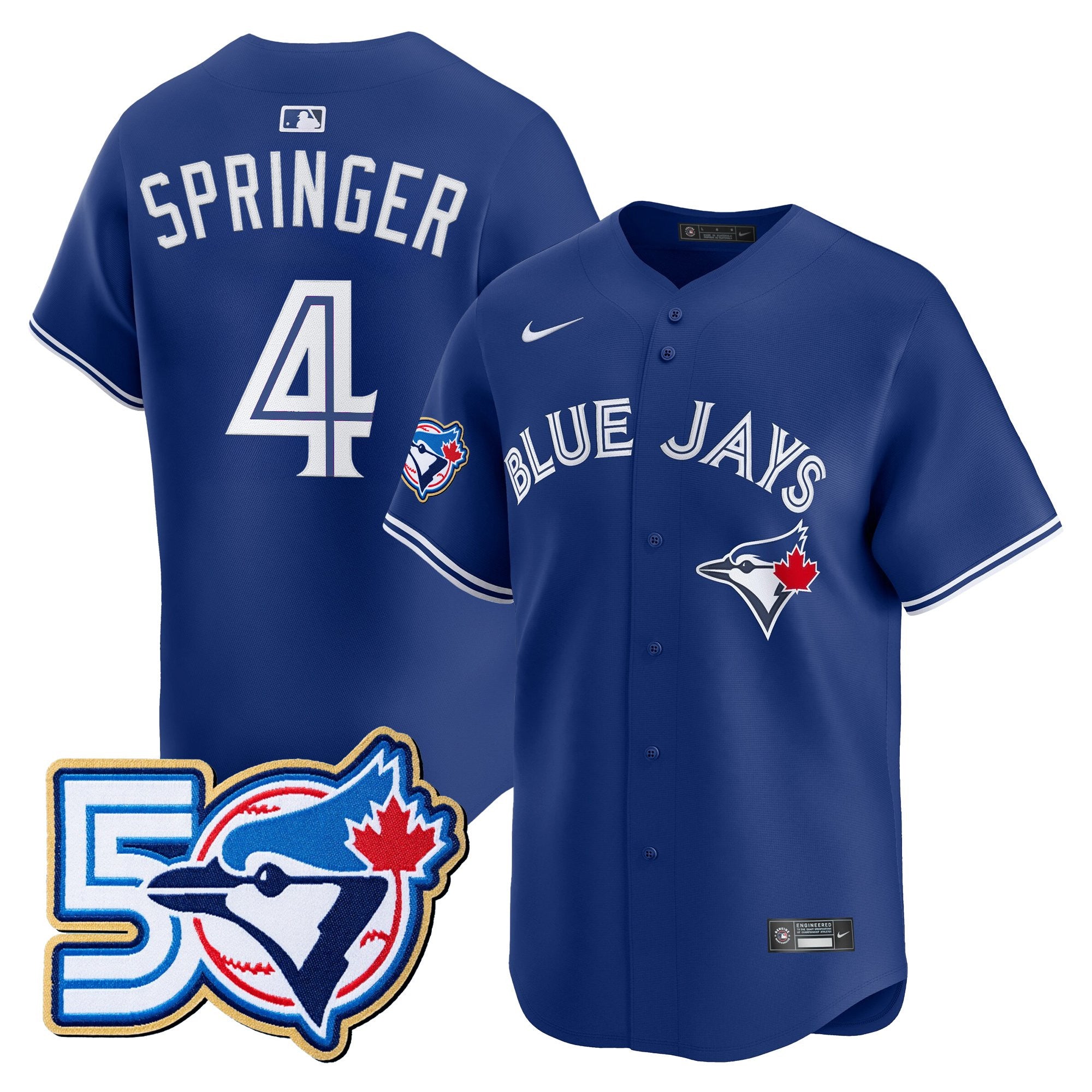 Men's Toronto Blue Jays 50 Seasons Patch Vapor Premier Limited Jersey - All Stitched