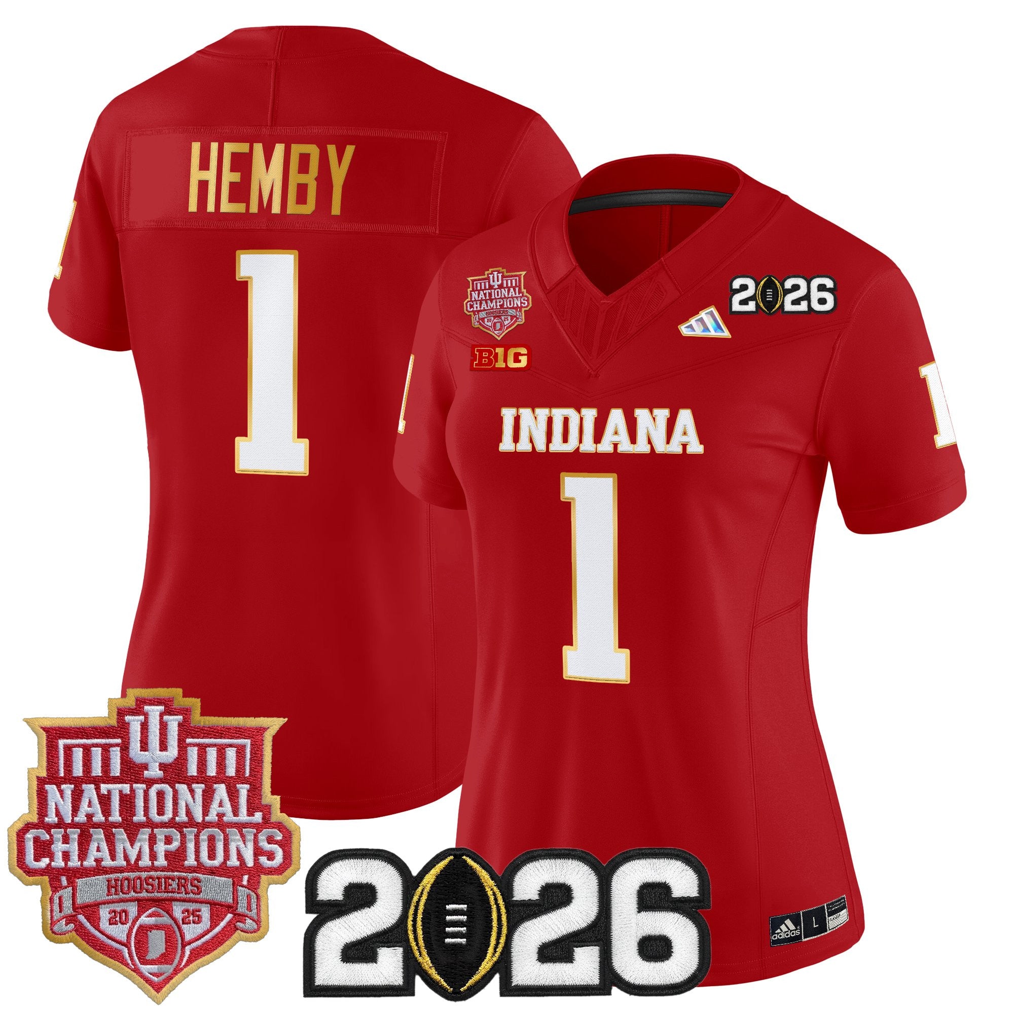 Women's Indiana Hoosiers 2025 National Champions & 2026 CFP Final Patch Gold Trim Vapor Limited Jersey - All Stitched