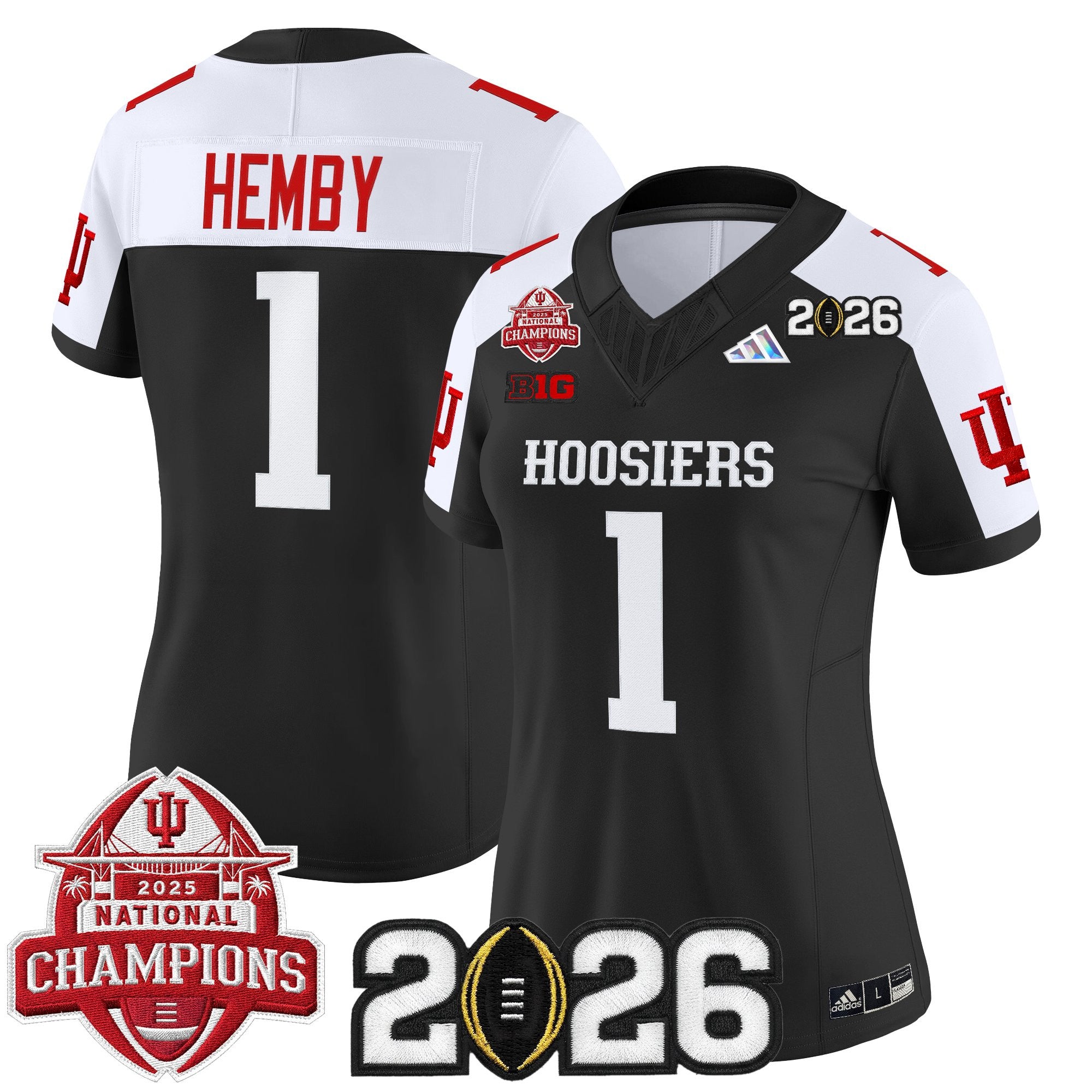 Women's Indiana Hoosiers 2025 National Champions & 2026 CFP Final Patch Vapor Limited Jersey V2 - All Stitched
