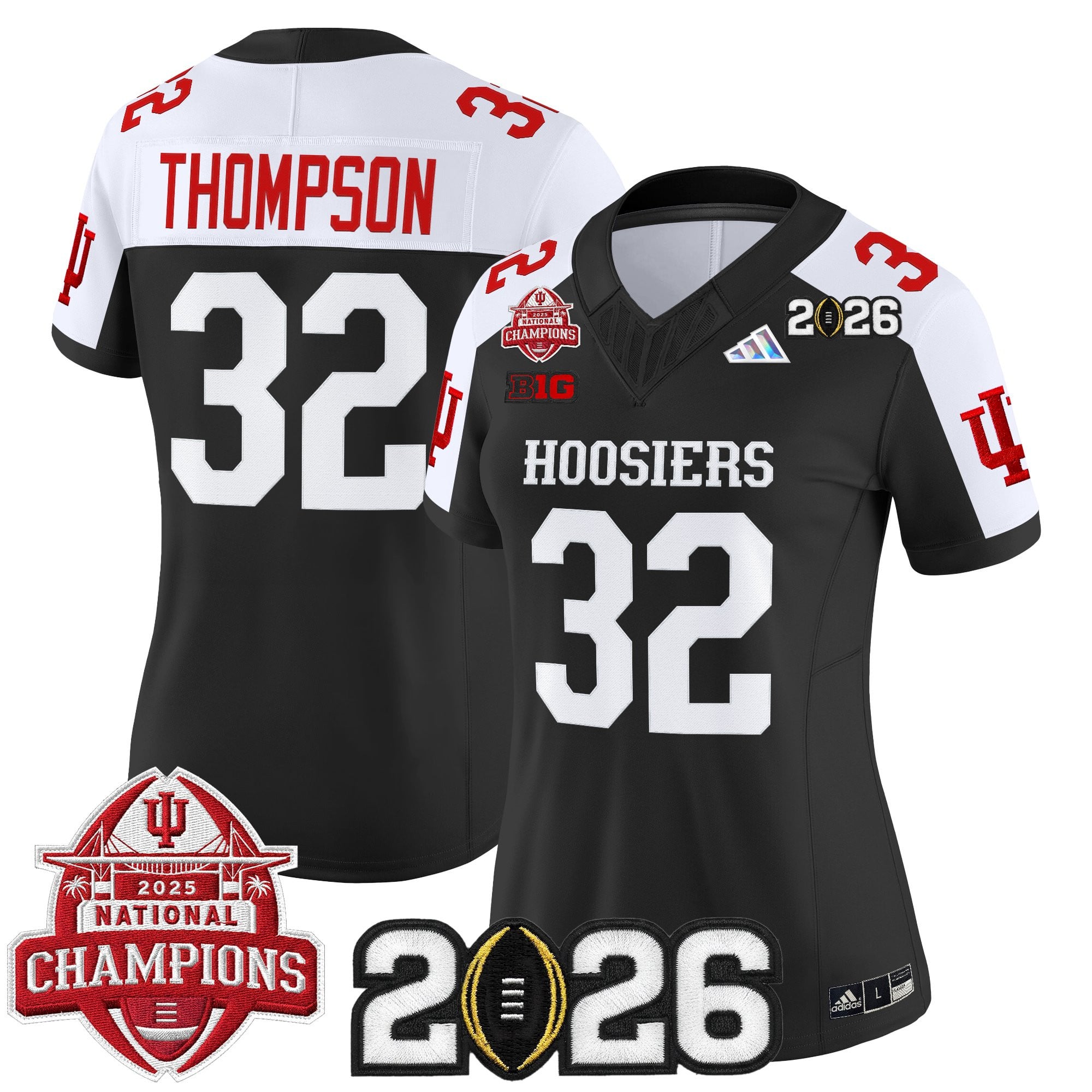 Women's Indiana Hoosiers 2025 National Champions & 2026 CFP Final Patch Vapor Limited Jersey V2 - All Stitched