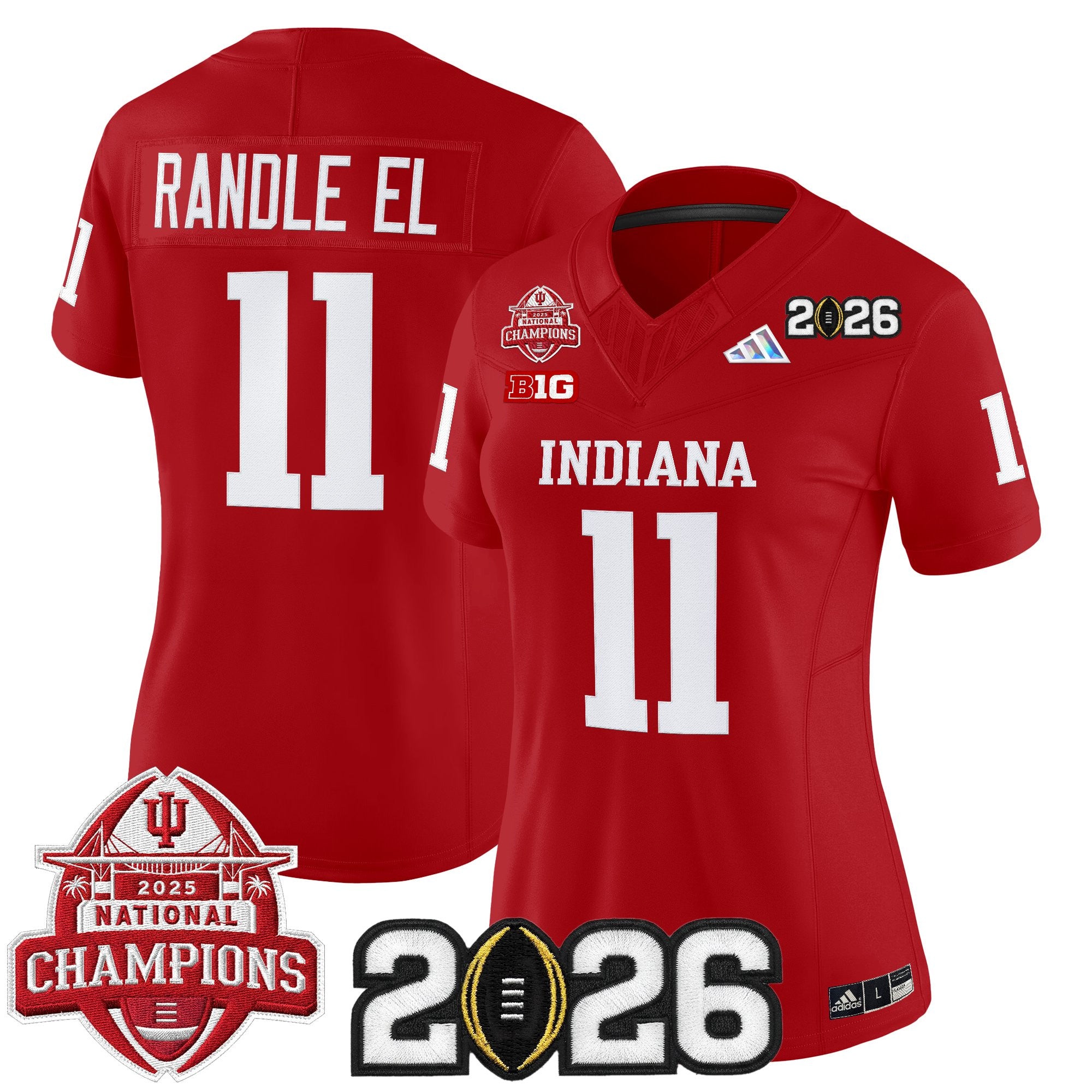 Women's Indiana Hoosiers 2025 National Champions & 2026 CFP Final Patch Vapor Limited Jersey V2 - All Stitched