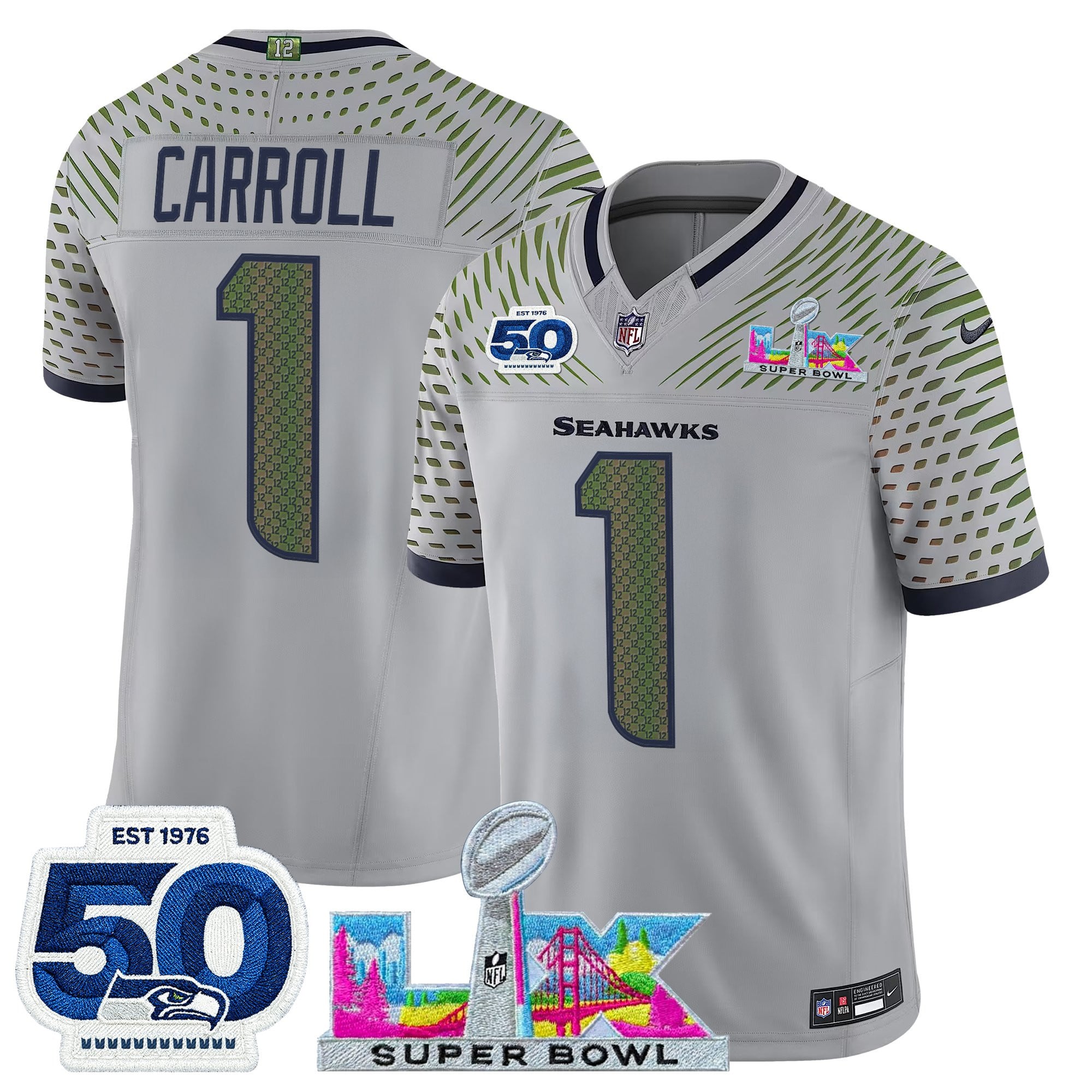 Men's Seattle Seahawks "Super Bowl LX & 50th Patch" Vapor Limited Jersey - All Stitched