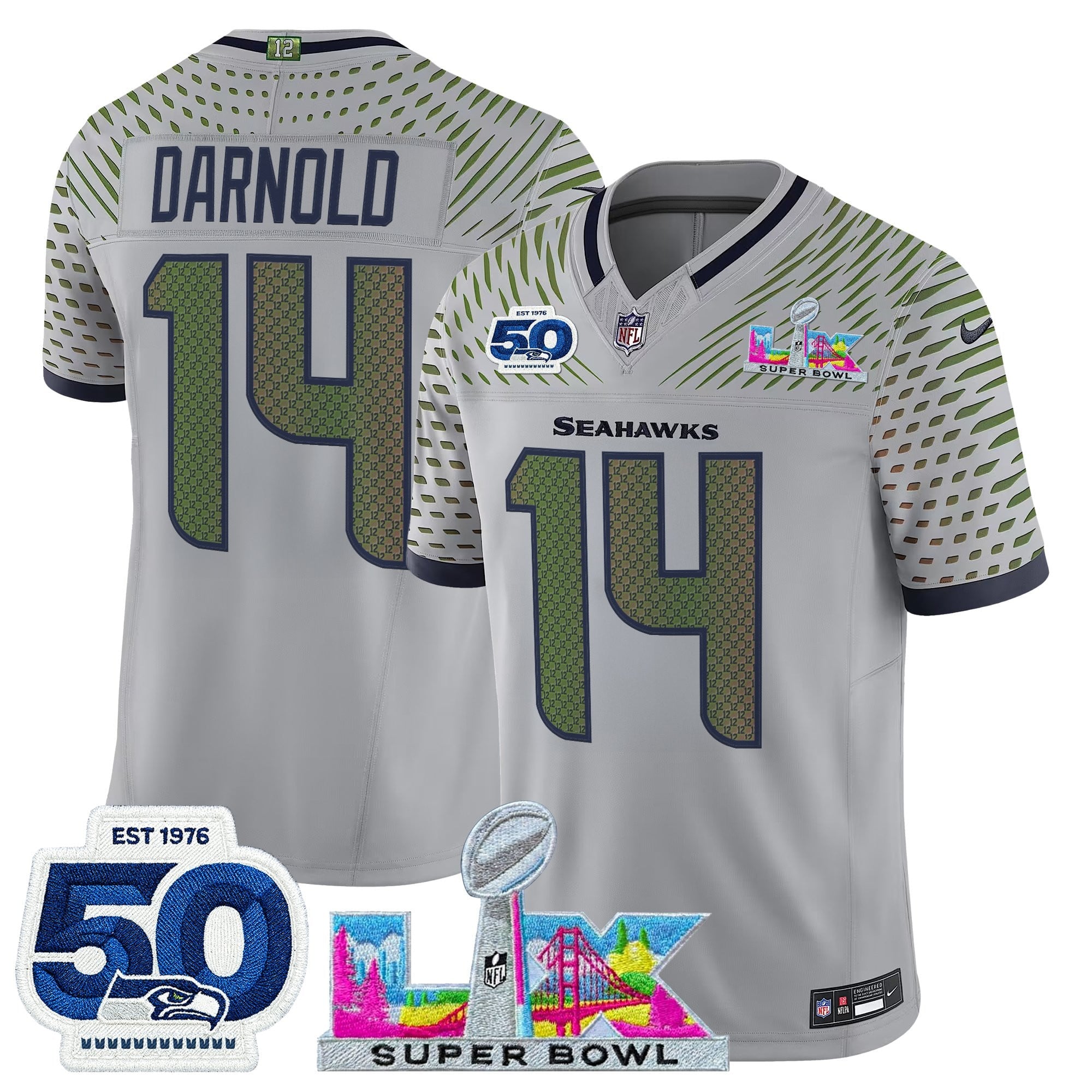 Men's Seattle Seahawks "Super Bowl LX & 50th Patch" Vapor Limited Jersey - All Stitched