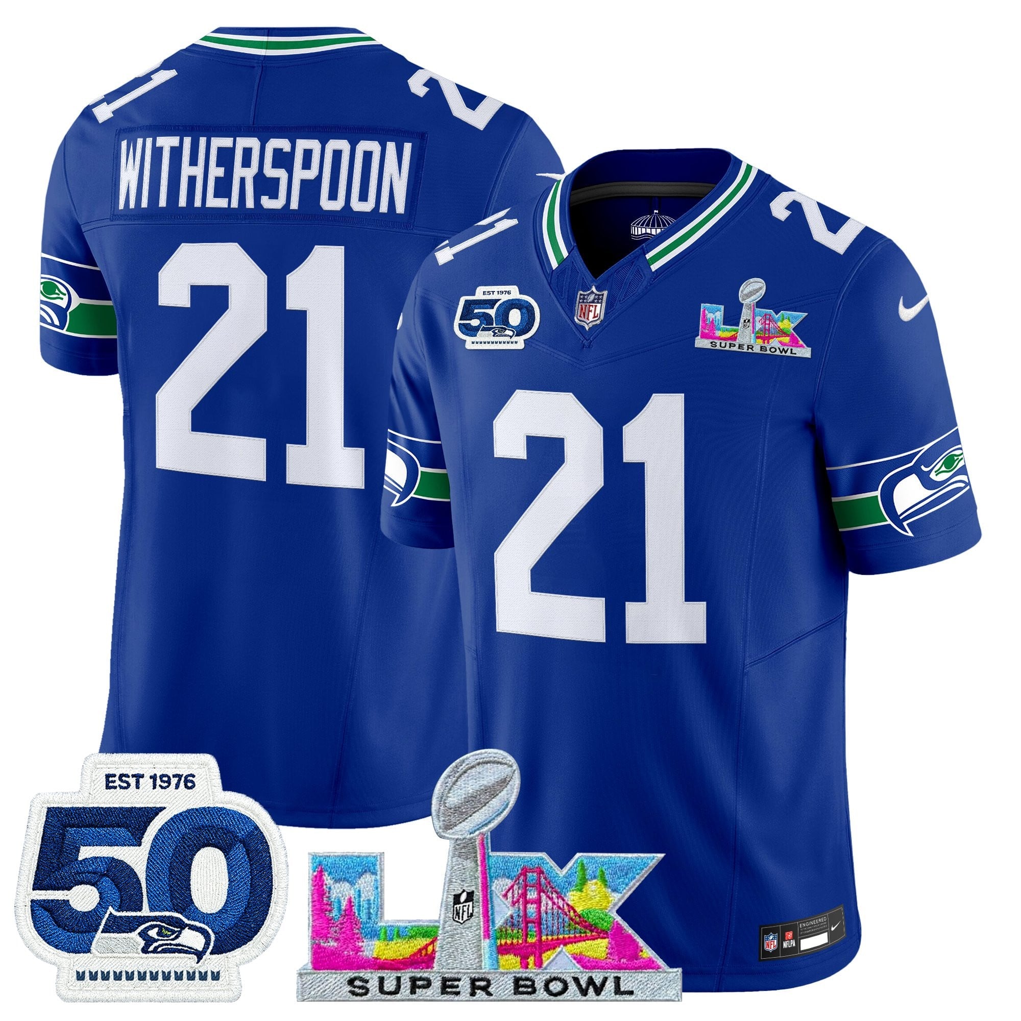 Men's Seattle Seahawks "Super Bowl LX & 50th Patch" Vapor Limited Jersey - All Stitched