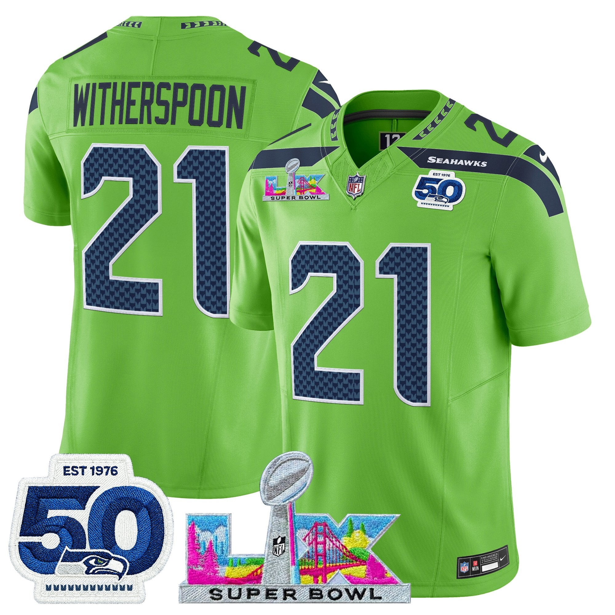 Men's Seattle Seahawks "Super Bowl LX & 50th Patch" Vapor Limited Jersey - All Stitched