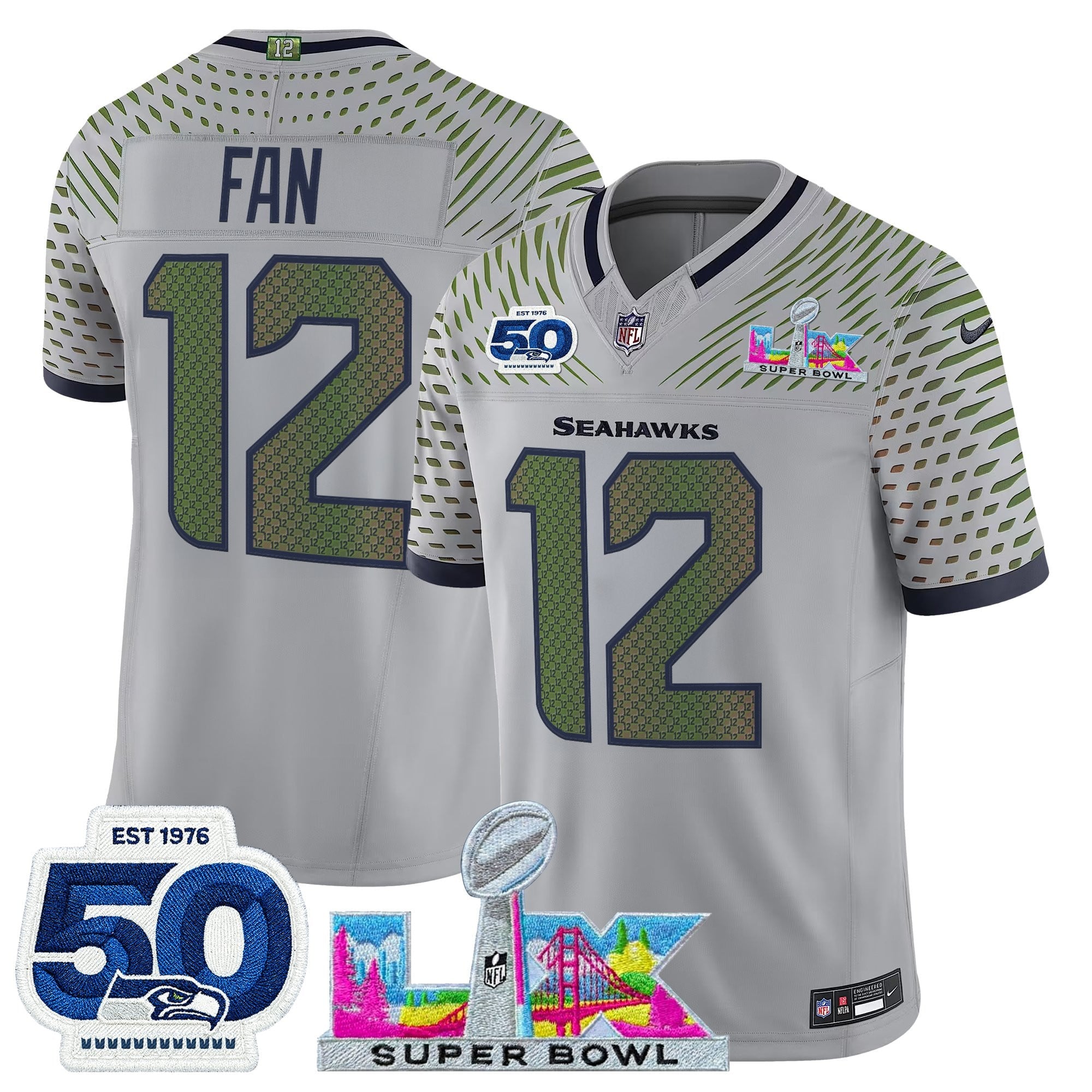 Men's Seattle Seahawks "Super Bowl LX & 50th Patch" Vapor Limited Jersey - All Stitched