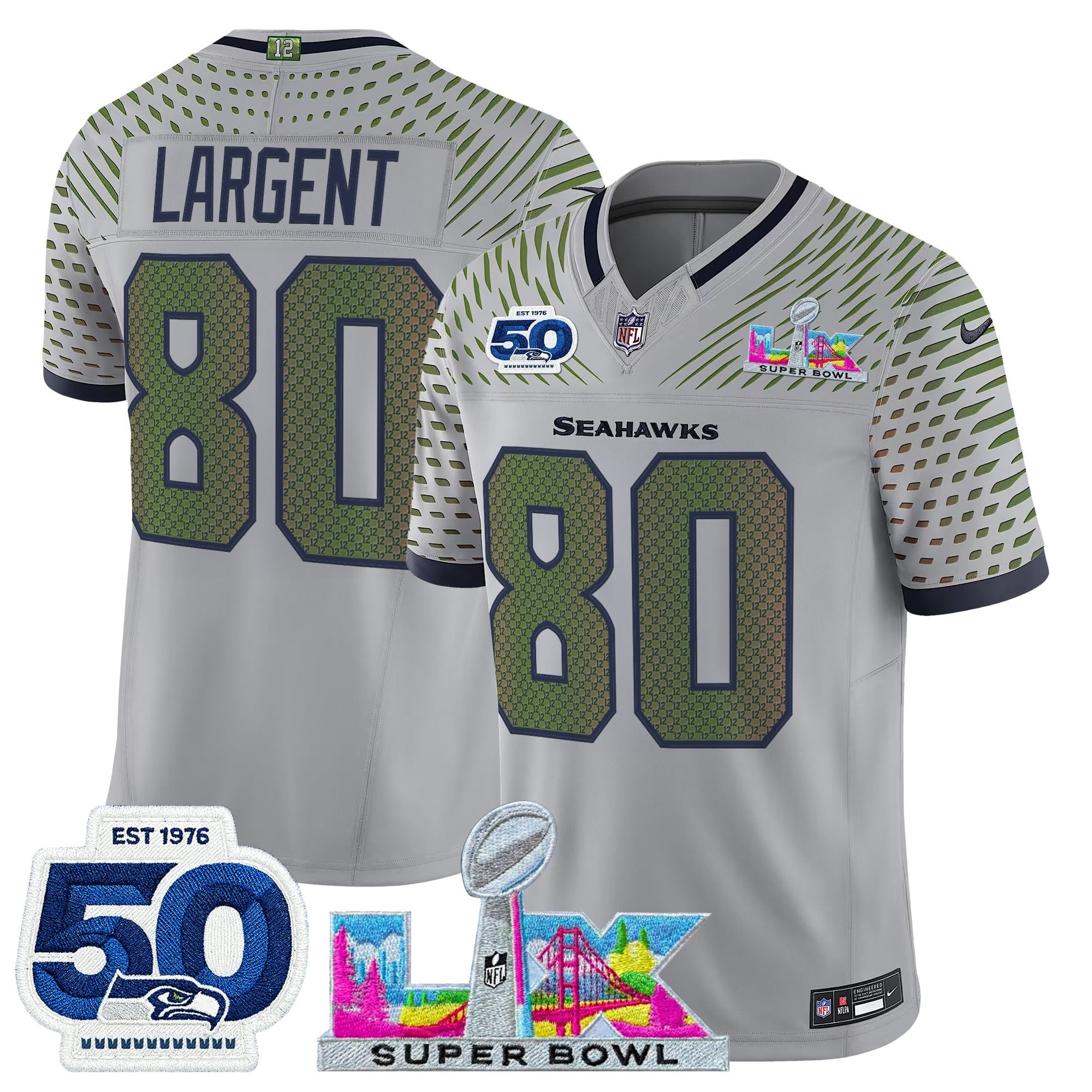Men's Seattle Seahawks "Super Bowl LX & 50th Patch" Vapor Limited Jersey - All Stitched