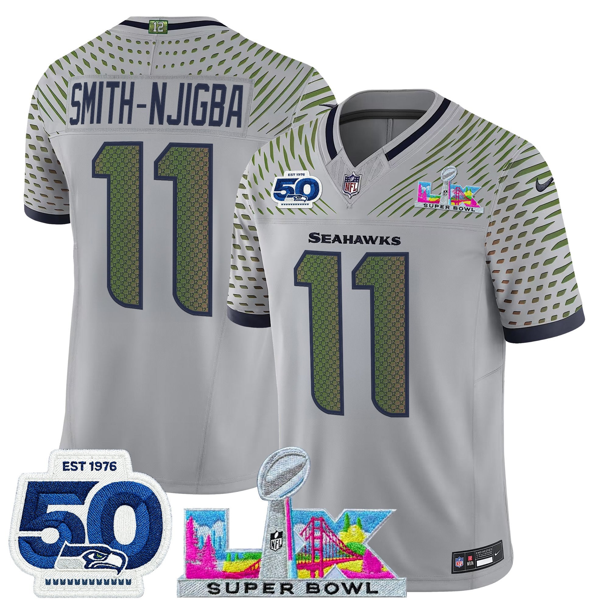Men's Seattle Seahawks "Super Bowl LX & 50th Patch" Vapor Limited Jersey - All Stitched