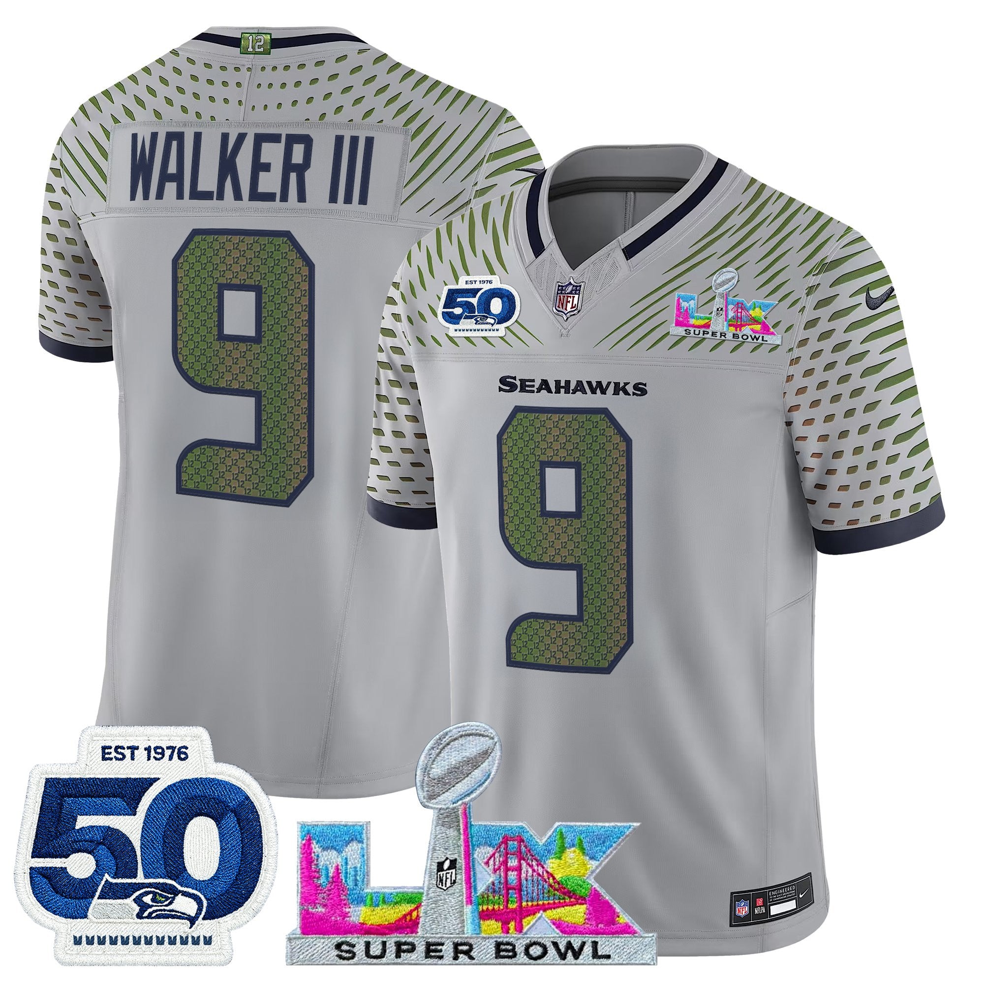 Men's Seattle Seahawks "Super Bowl LX & 50th Patch" Vapor Limited Jersey - All Stitched