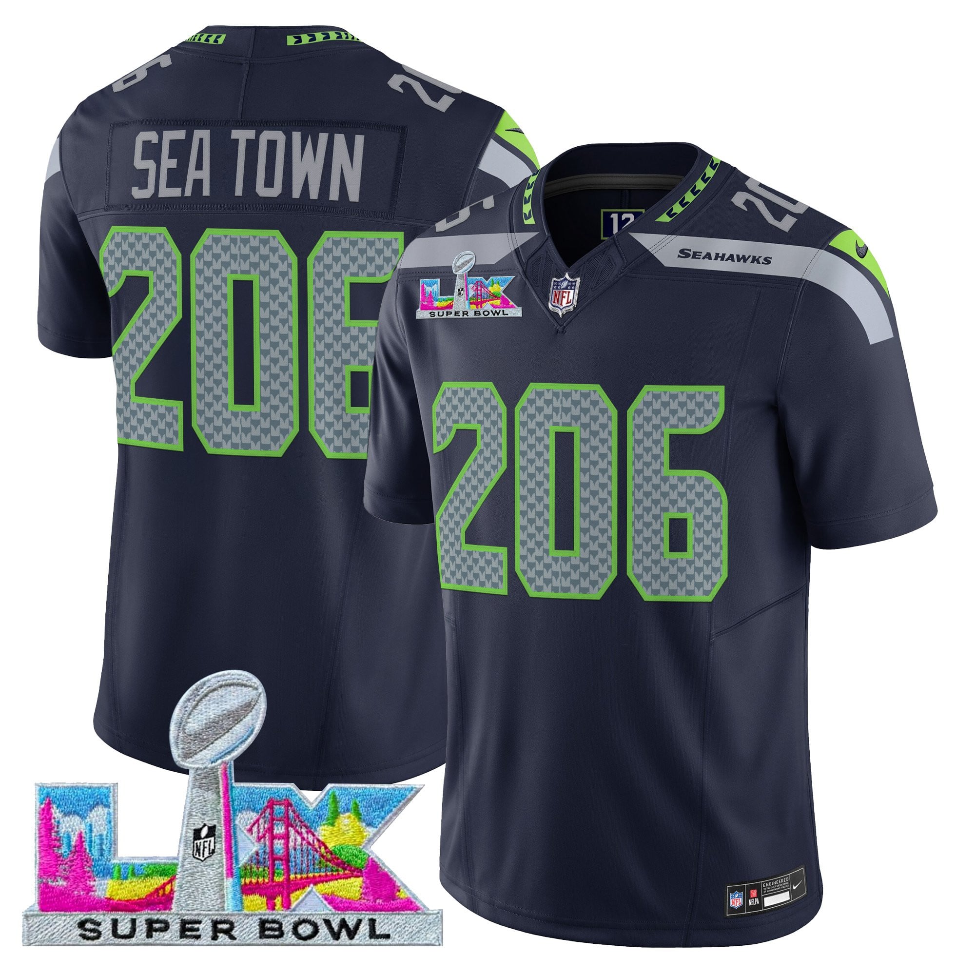 Men's Seattle Seahawks Super Bowl LX Vapor Limited Jersey - All Stitched