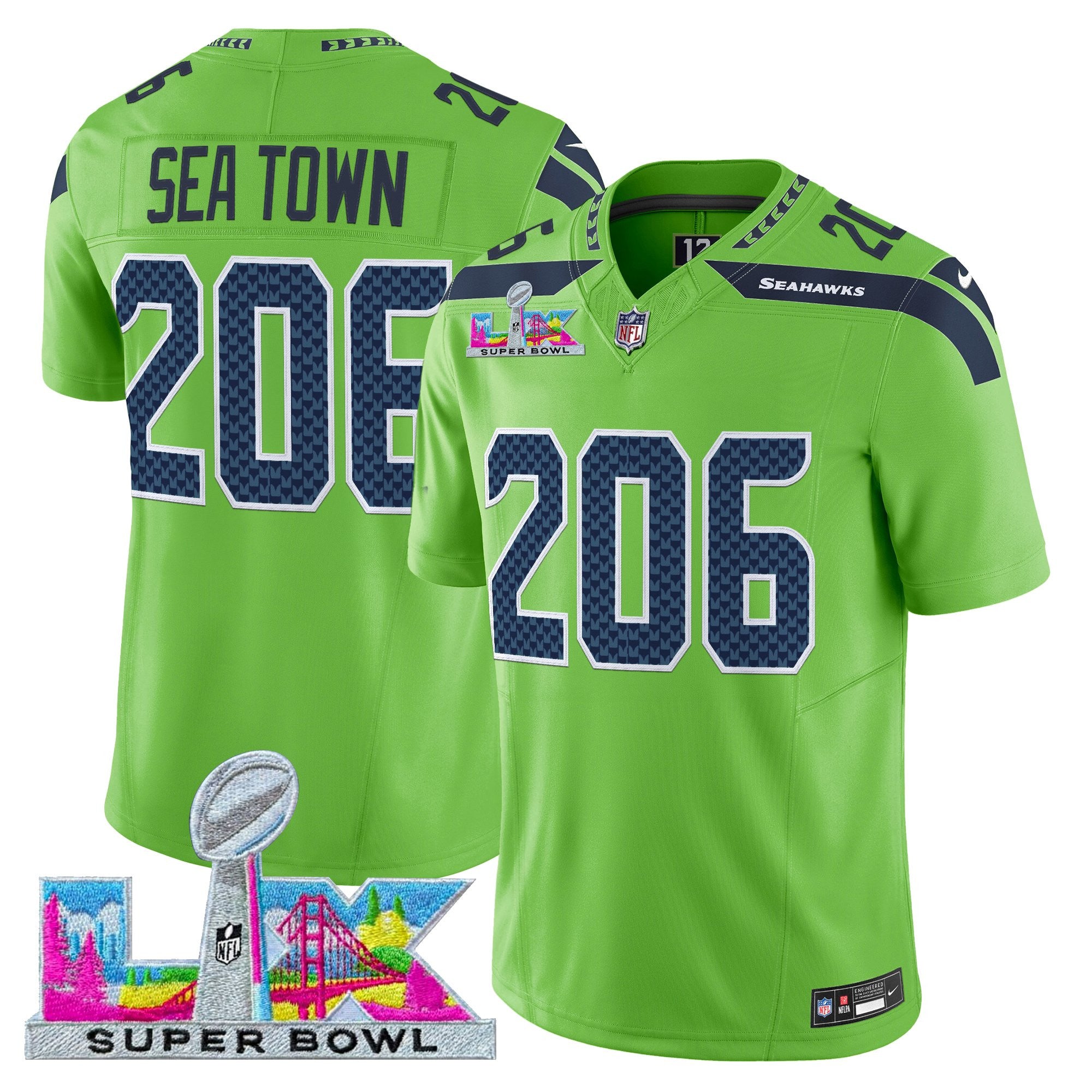 Men's Seattle Seahawks Super Bowl LX Vapor Limited Jersey - All Stitched