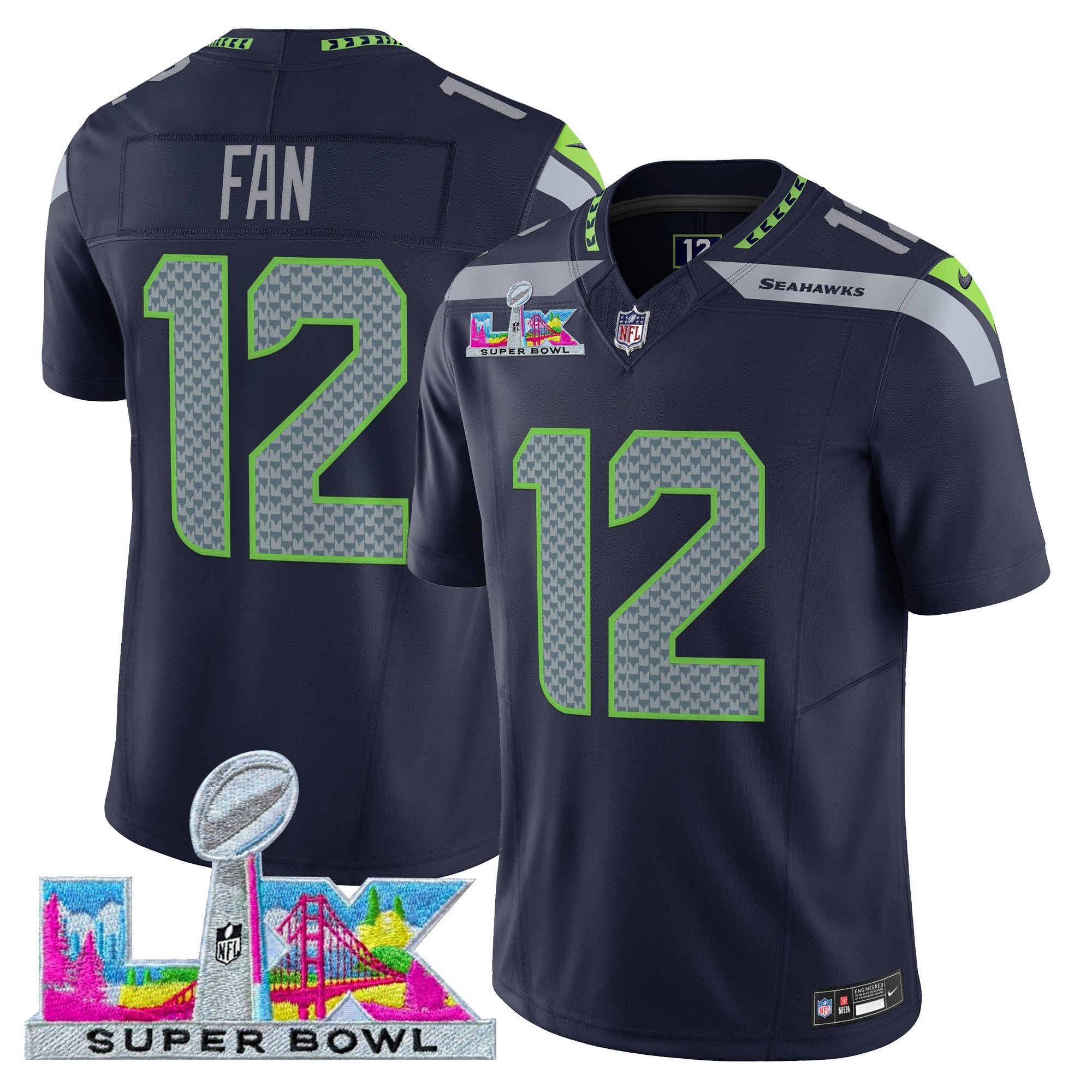 Men's Seattle Seahawks Super Bowl LX Vapor Limited Jersey - All Stitched