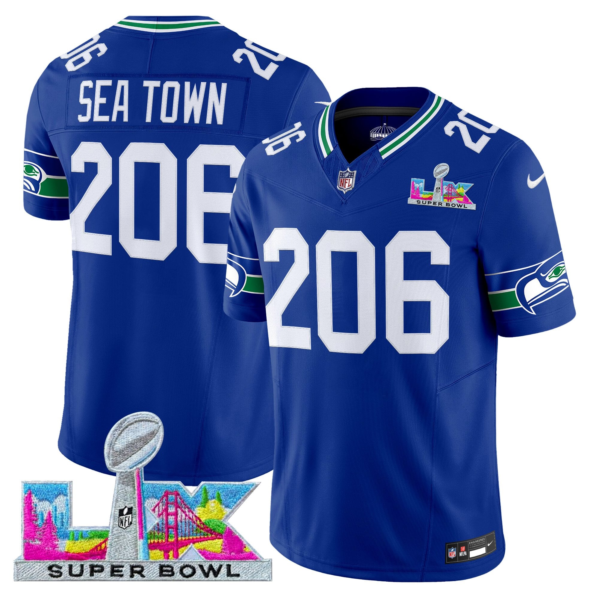 Men's Seattle Seahawks Super Bowl LX Vapor Limited Jersey - All Stitched