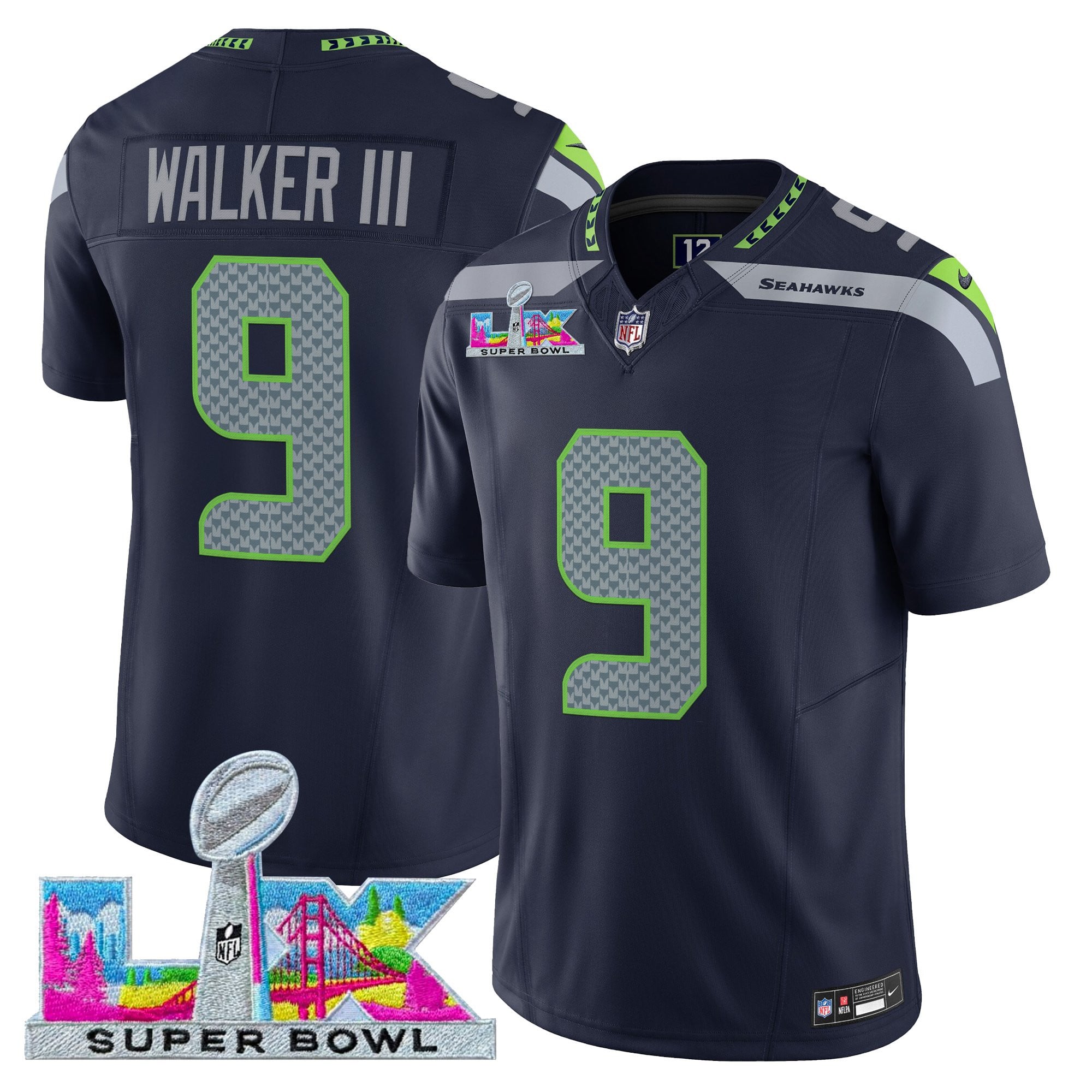 Men's Seattle Seahawks Super Bowl LX Vapor Limited Jersey - All Stitched
