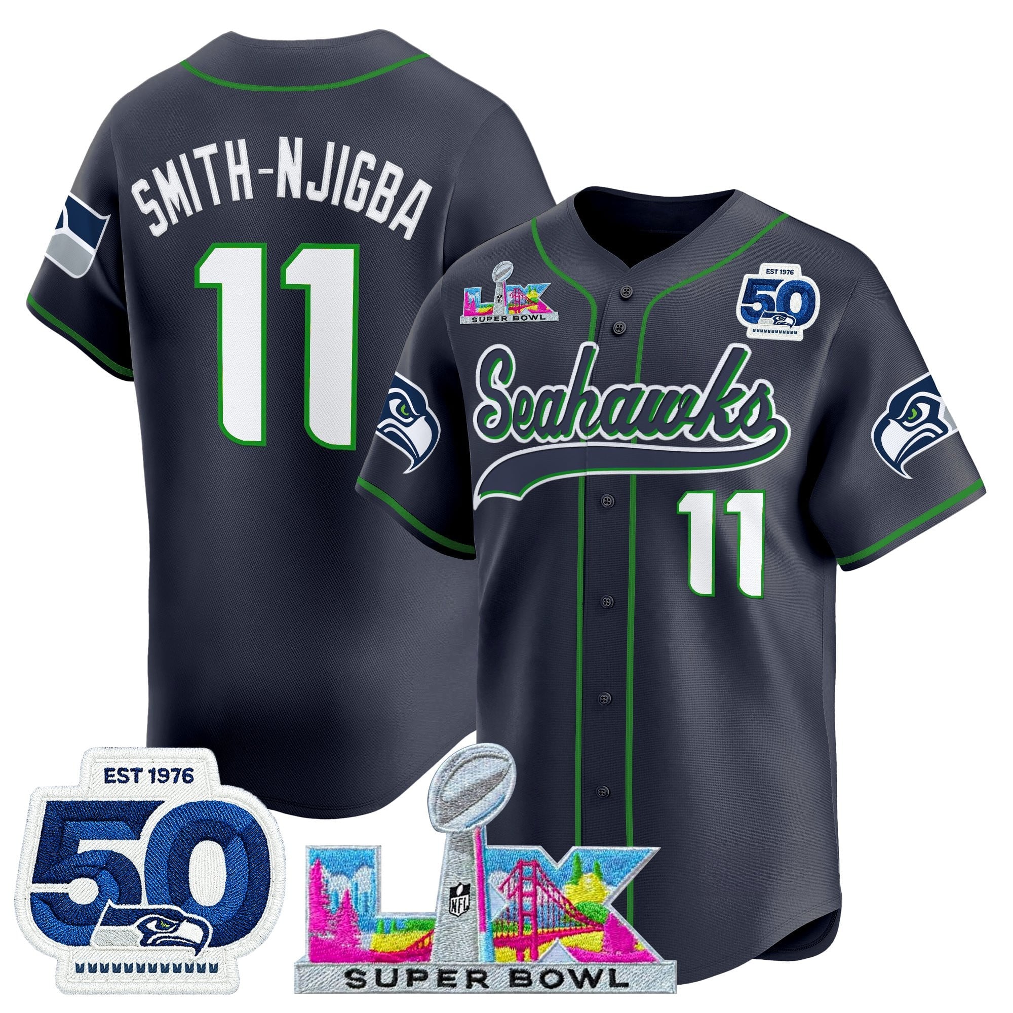 Men's Seattle Seahawks Super Bowl LX Vapor Baseball Jersey - All Stitched