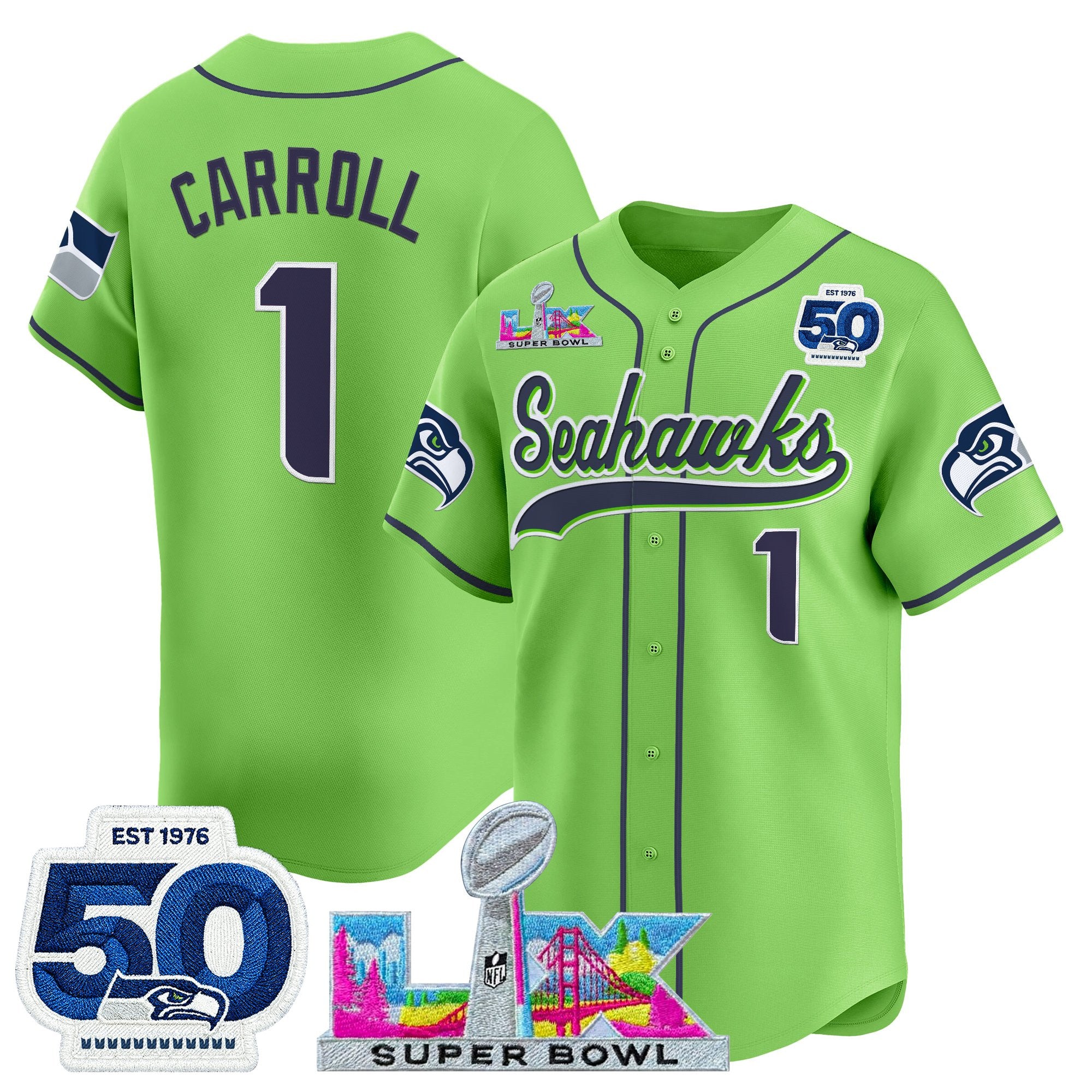 Men's Seattle Seahawks Super Bowl LX Vapor Baseball Jersey - All Stitched