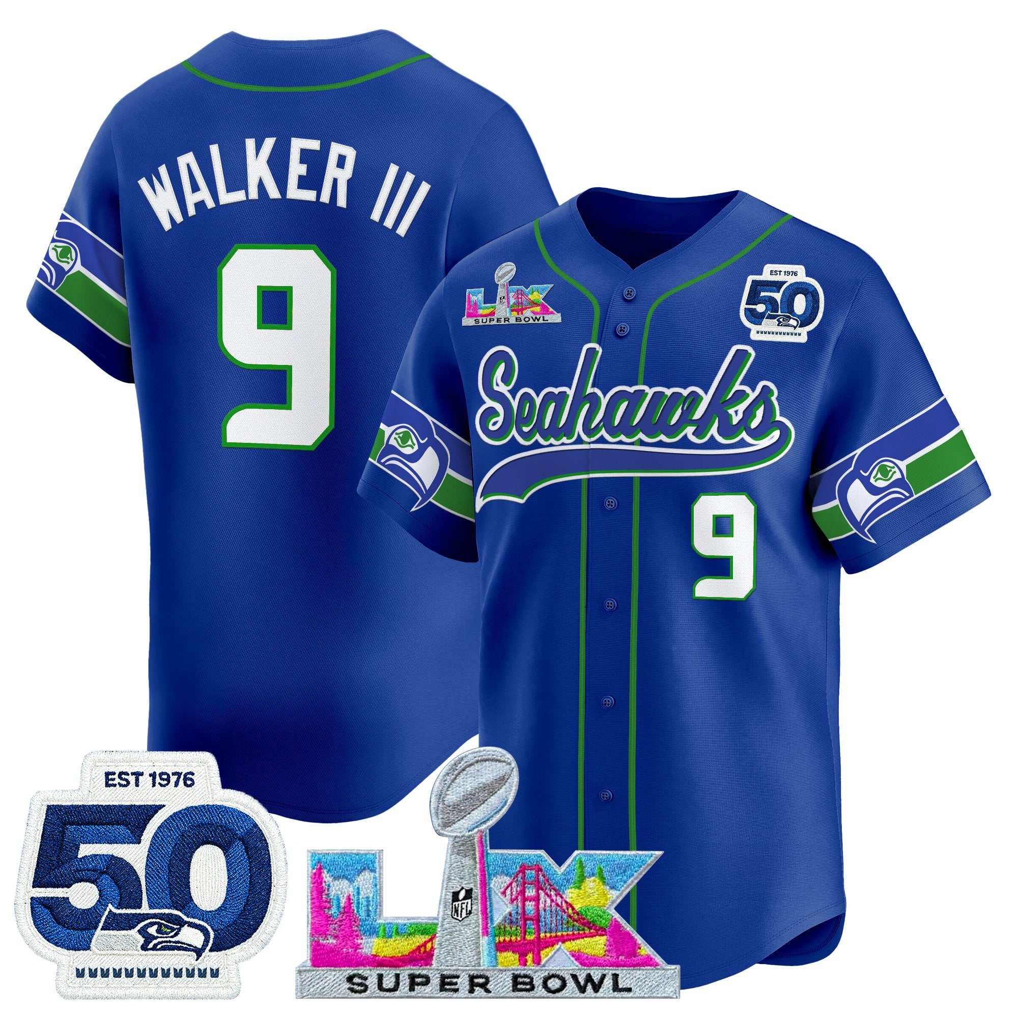 Men's Seattle Seahawks Super Bowl LX Vapor Baseball Jersey - All Stitched