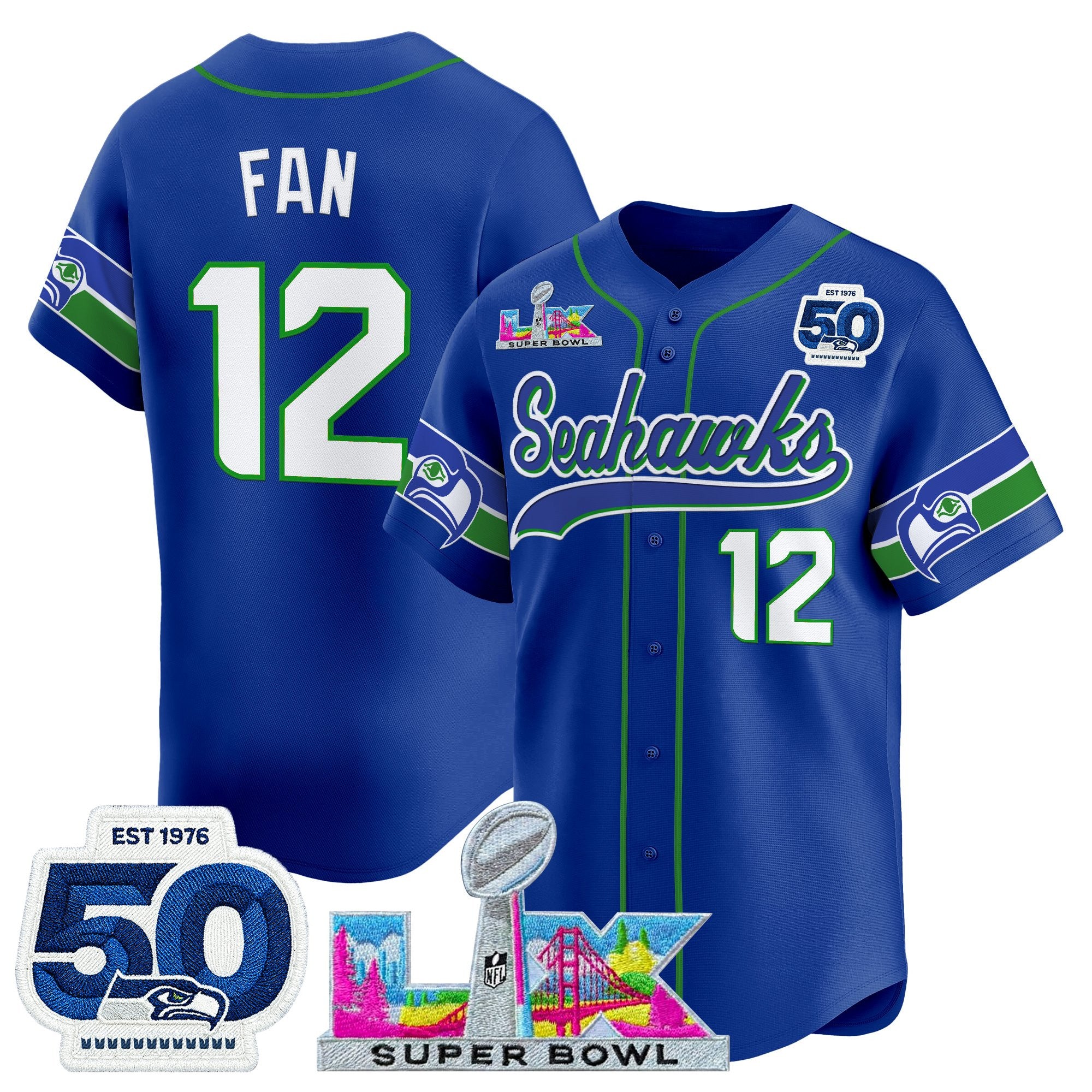 Men's Seattle Seahawks Super Bowl LX Vapor Baseball Jersey - All Stitched