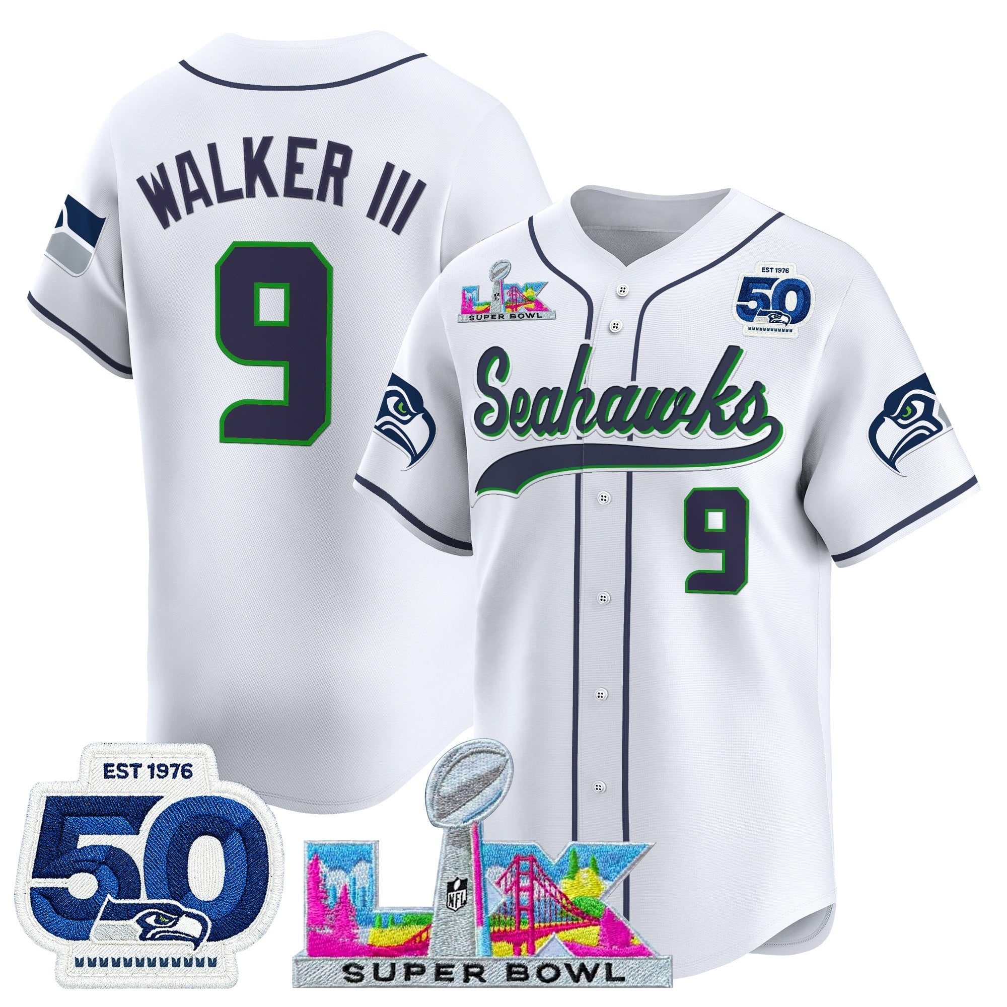Men's Seattle Seahawks Super Bowl LX Vapor Baseball Jersey - All Stitched