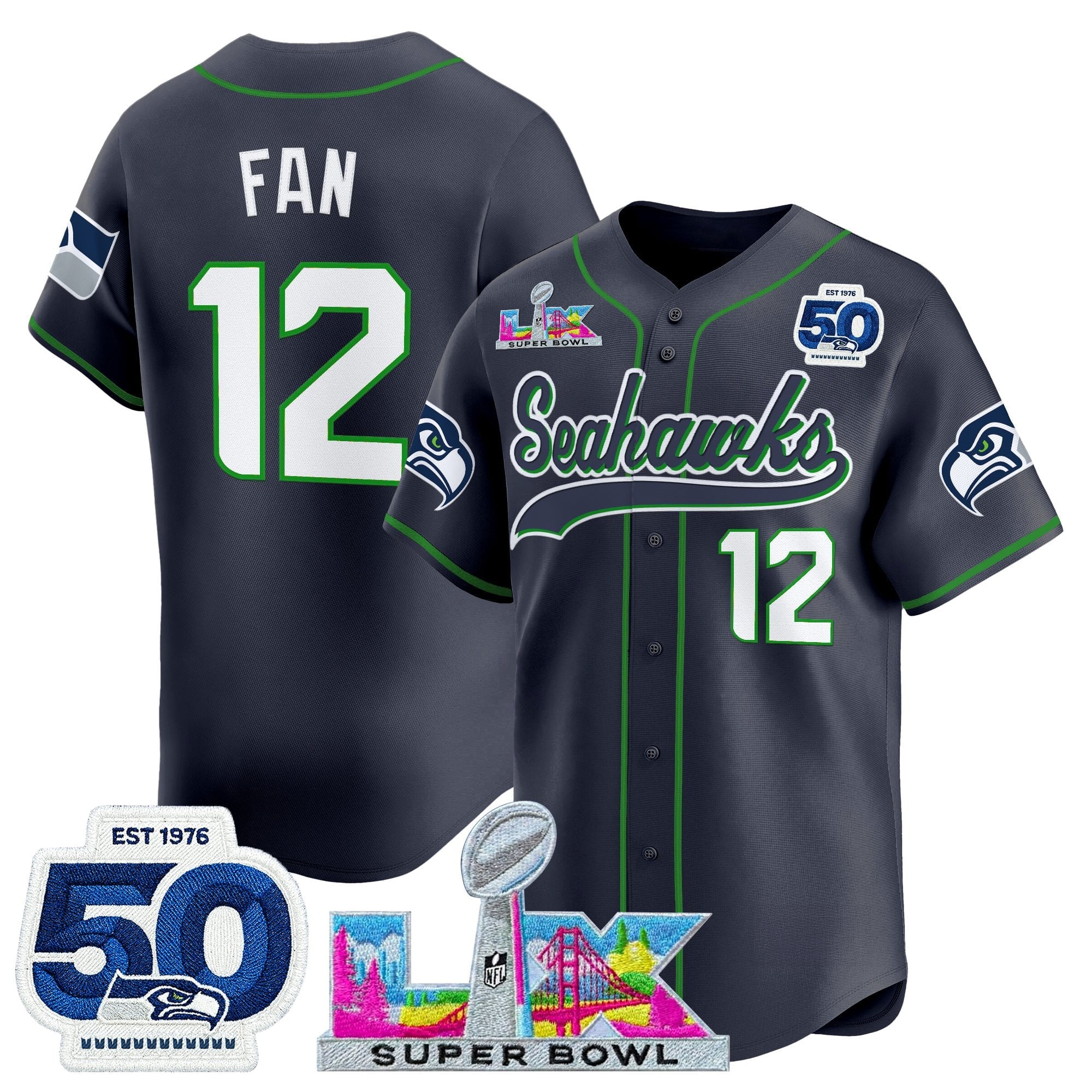 Men's Seattle Seahawks Super Bowl LX Vapor Baseball Jersey - All Stitched
