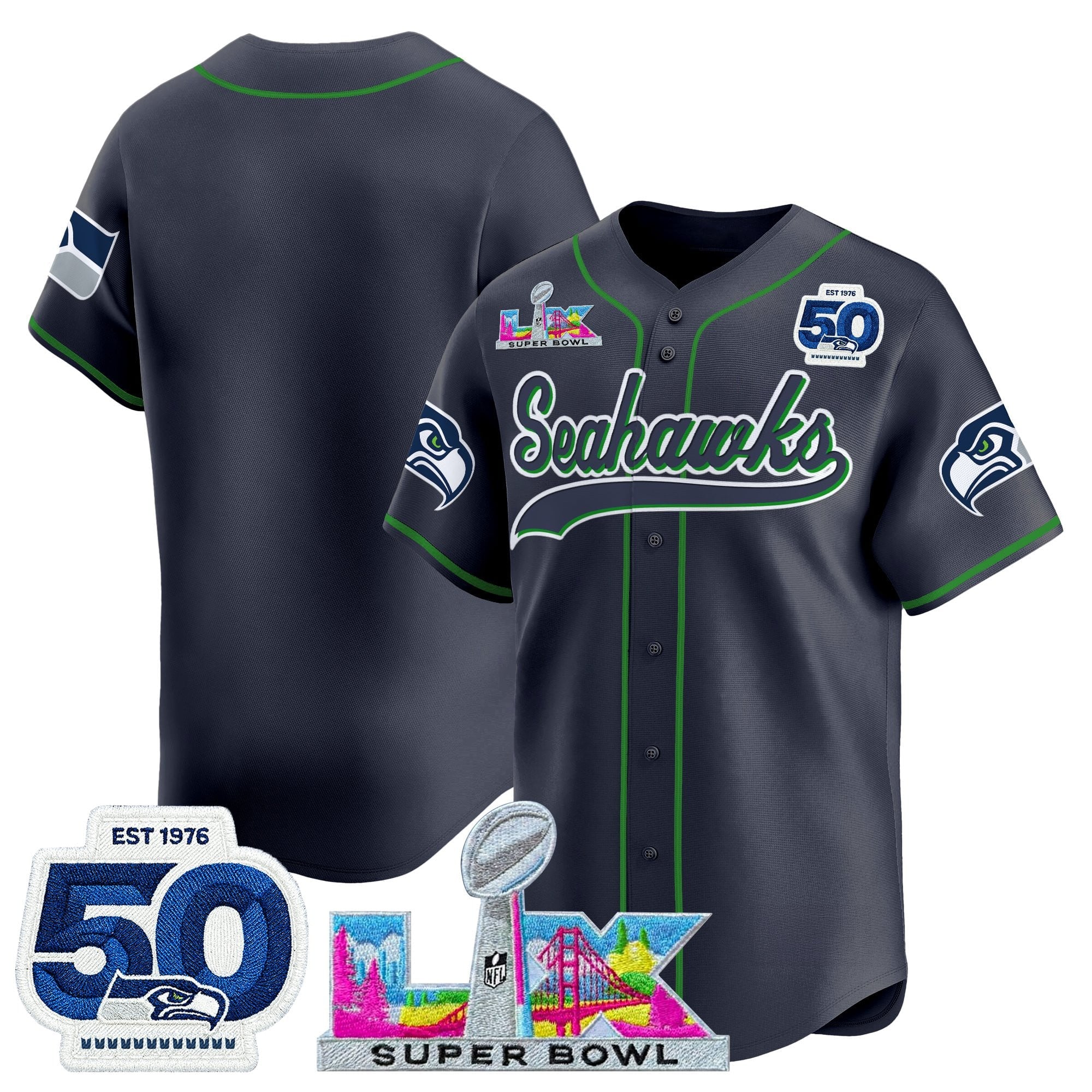 Men's Seattle Seahawks Super Bowl LX Vapor Baseball Jersey - All Stitched