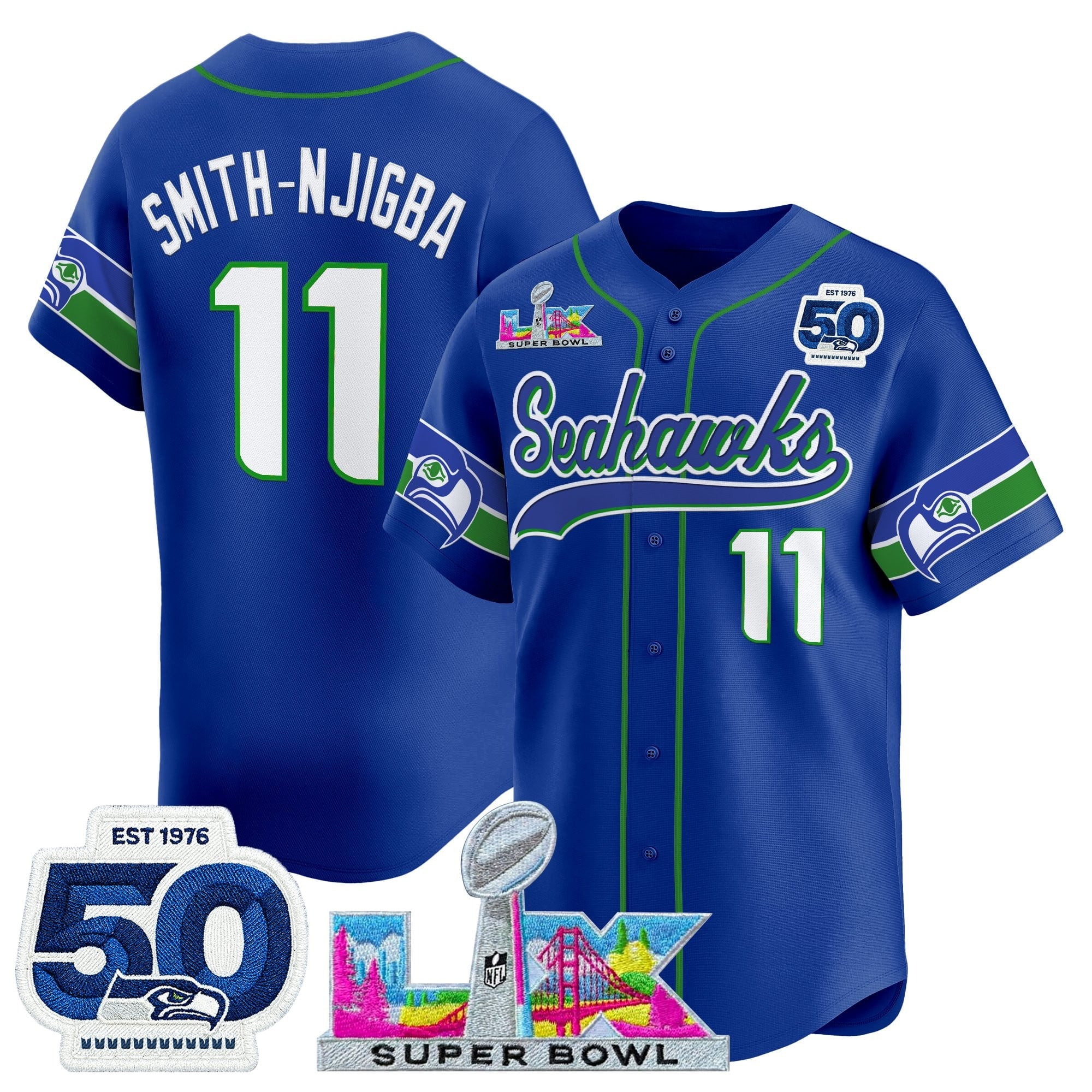 Men's Seattle Seahawks Super Bowl LX Vapor Baseball Jersey - All Stitched