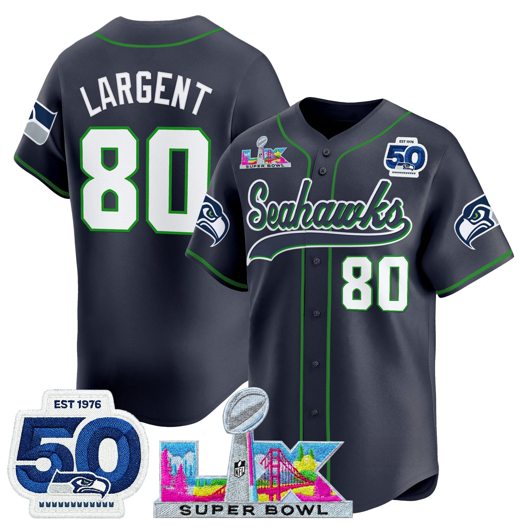 Men's Seattle Seahawks Super Bowl LX Vapor Baseball Jersey - All Stitched