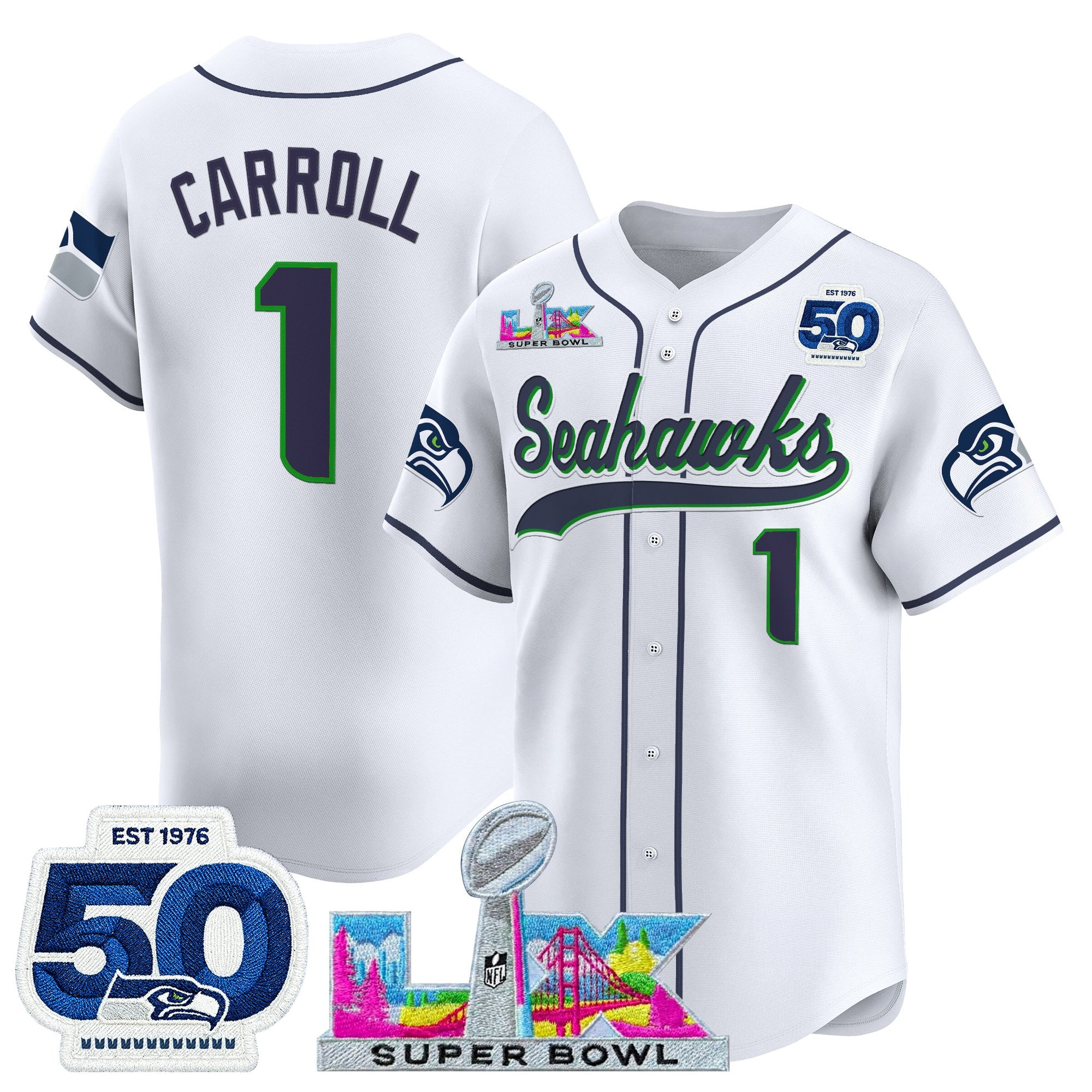 Men's Seattle Seahawks Super Bowl LX Vapor Baseball Jersey - All Stitched