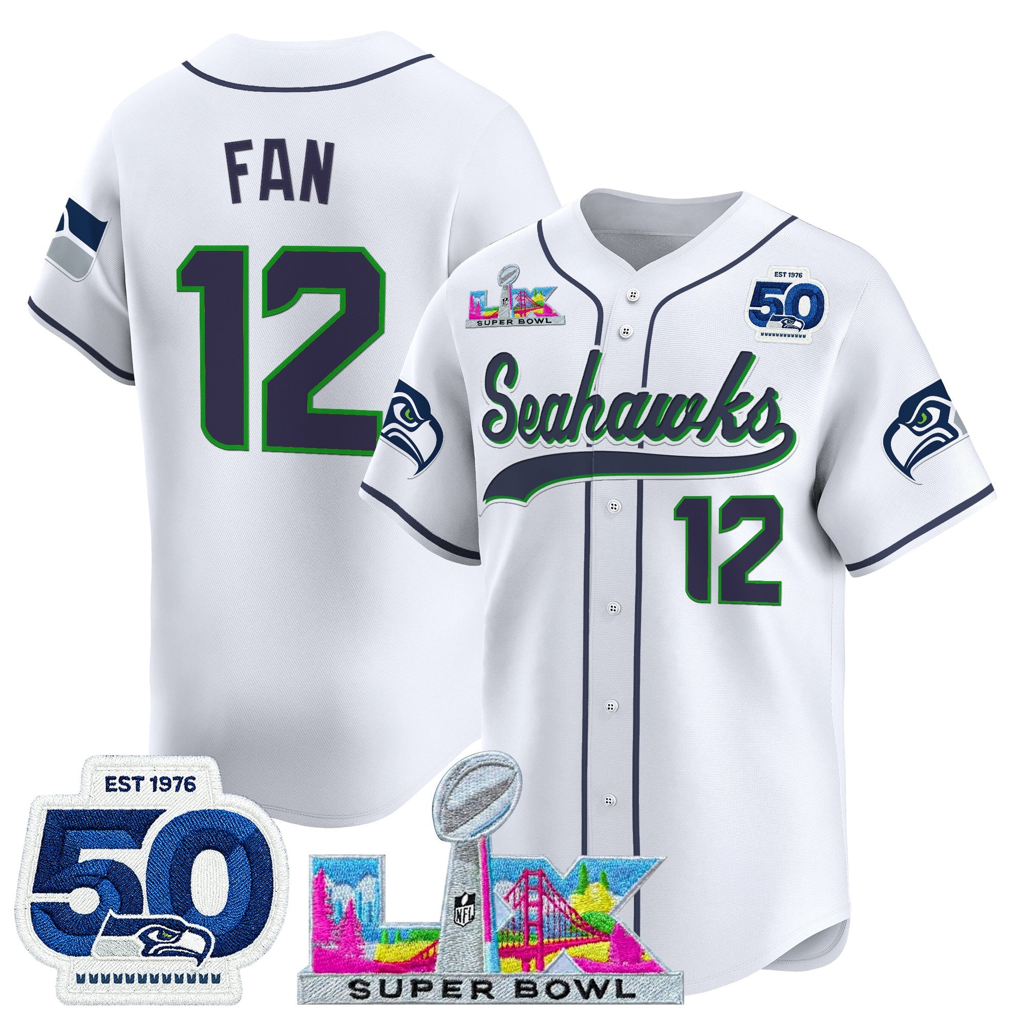 Men's Seattle Seahawks Super Bowl LX Vapor Baseball Jersey - All Stitched