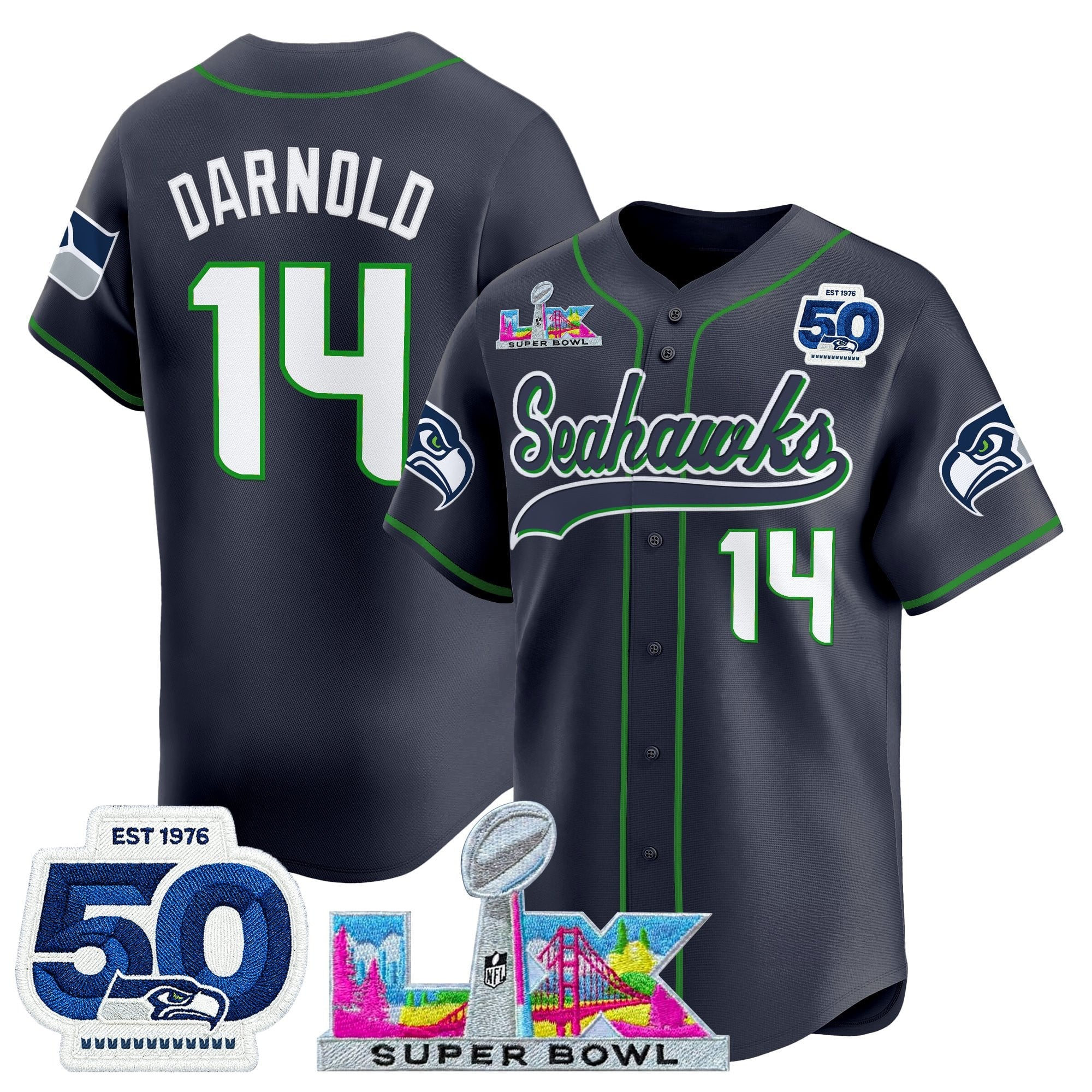 Men's Seattle Seahawks Super Bowl LX Vapor Baseball Jersey - All Stitched