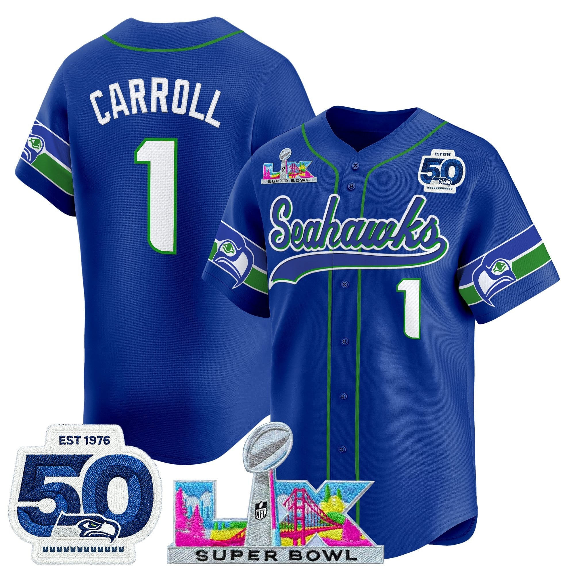 Men's Seattle Seahawks Super Bowl LX Vapor Baseball Jersey - All Stitched
