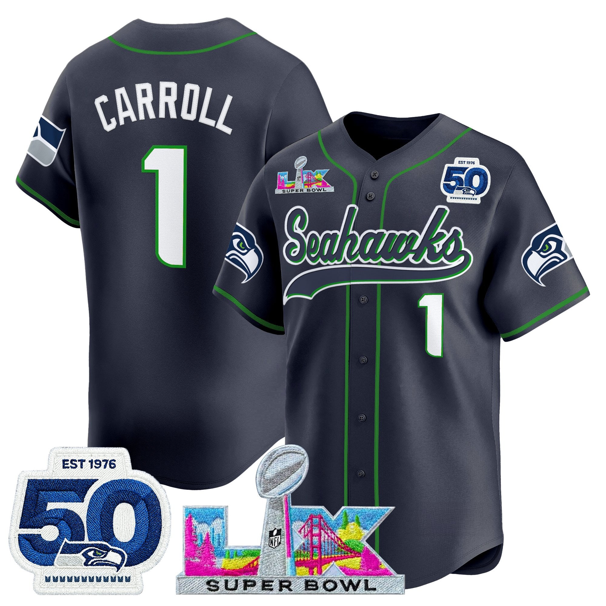 Men's Seattle Seahawks Super Bowl LX Vapor Baseball Jersey - All Stitched