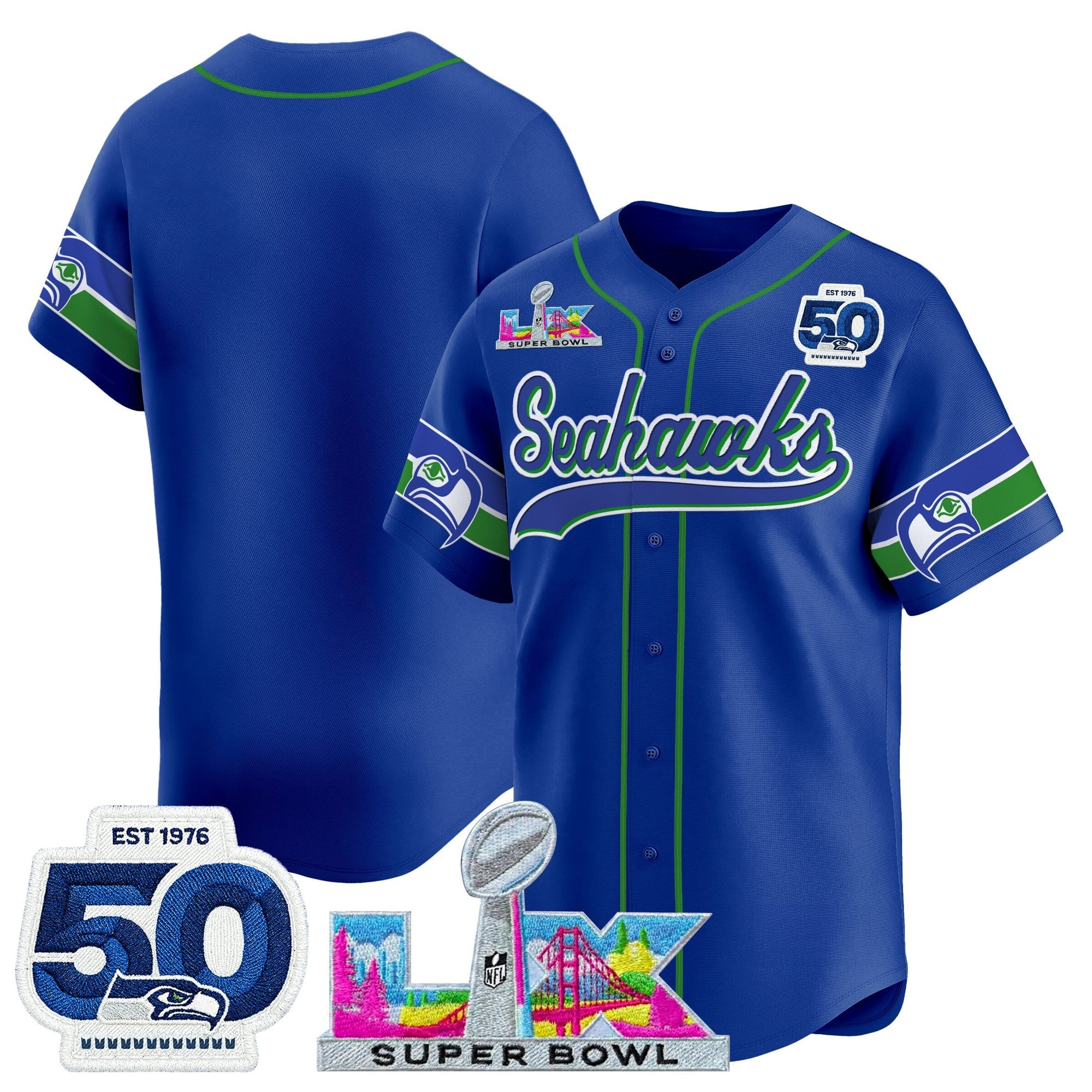 Men's Seattle Seahawks Super Bowl LX Vapor Baseball Jersey - All Stitched