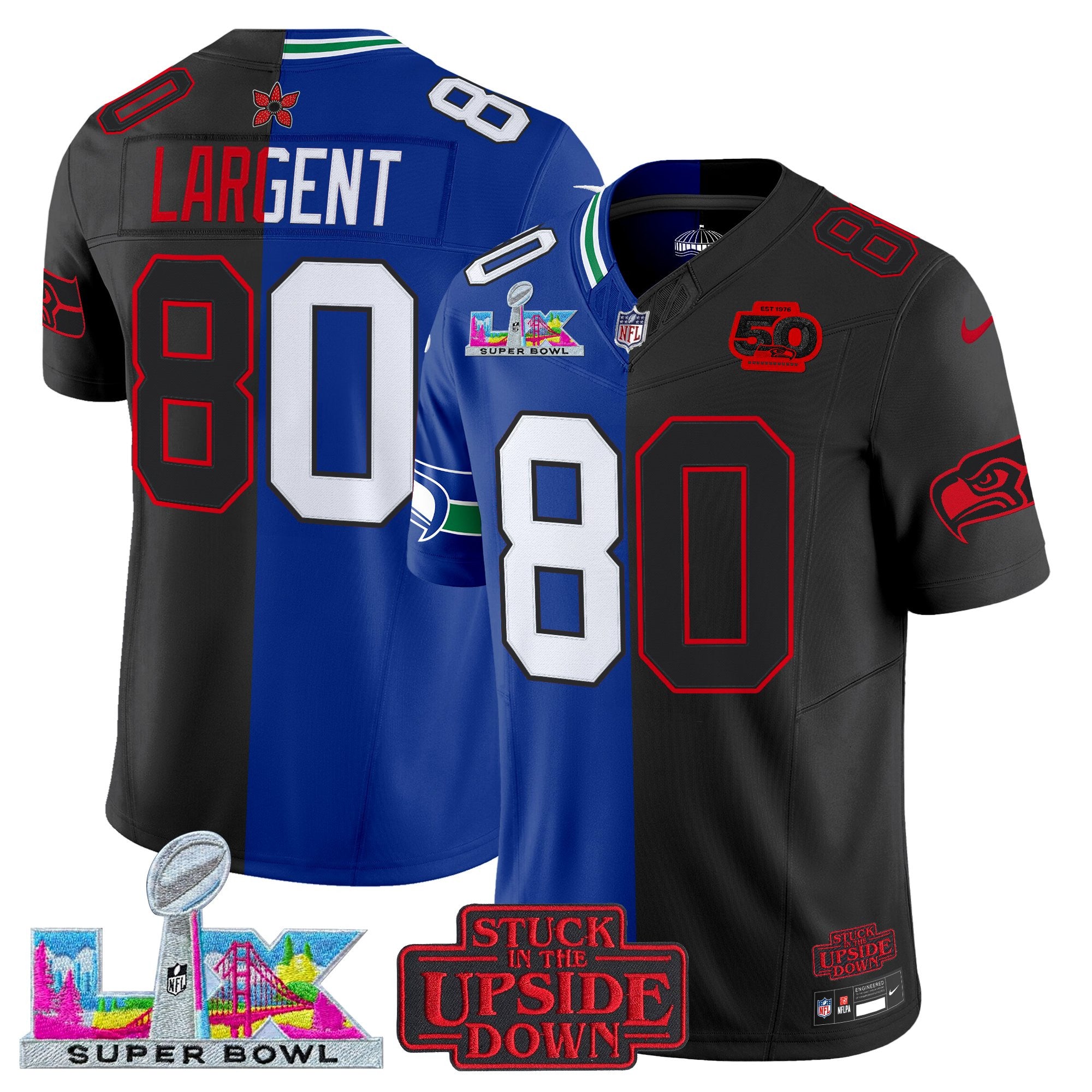 Men's Seattle Seahawks 'Upside Down Edition' Vapor Limited Jersey - Super Bowl LX Patch - All Stitched