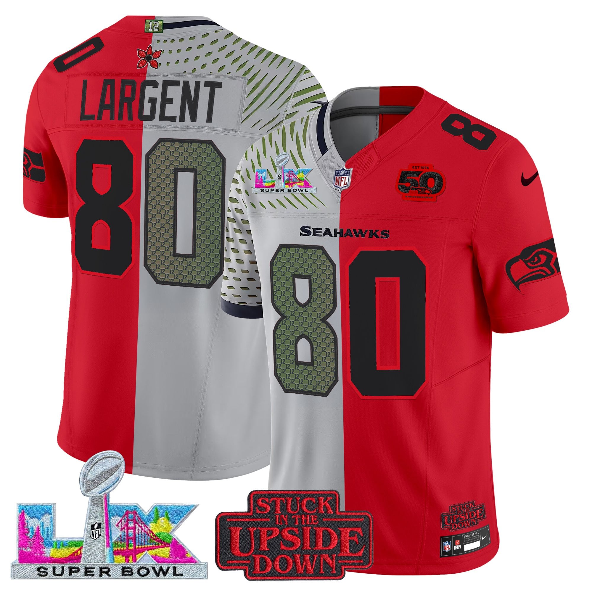 Men's Seattle Seahawks 'Upside Down Edition' Vapor Limited Jersey - Super Bowl LX Patch - All Stitched