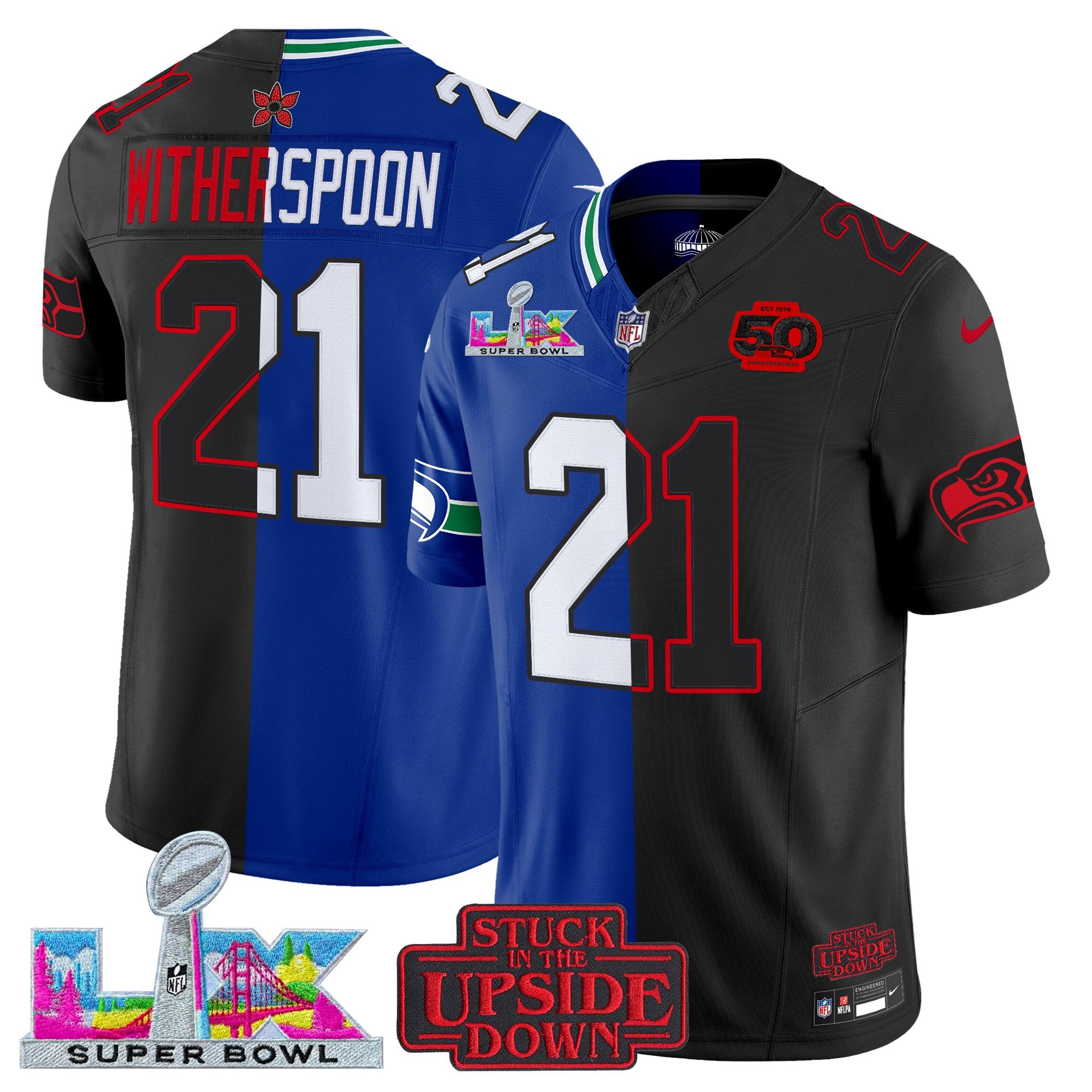 Men's Seattle Seahawks 'Upside Down Edition' Vapor Limited Jersey - Super Bowl LX Patch - All Stitched