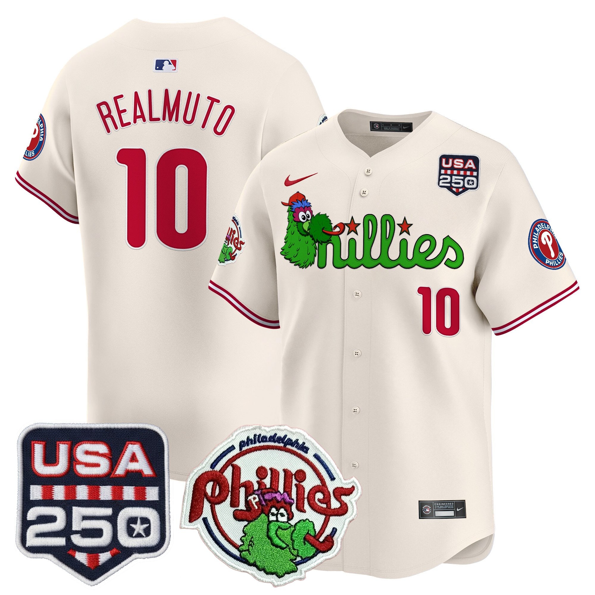 Men's Philadelphia Phillies Phanatic & 250America Patch Vapor Premier Limited Jersey - All Stitched