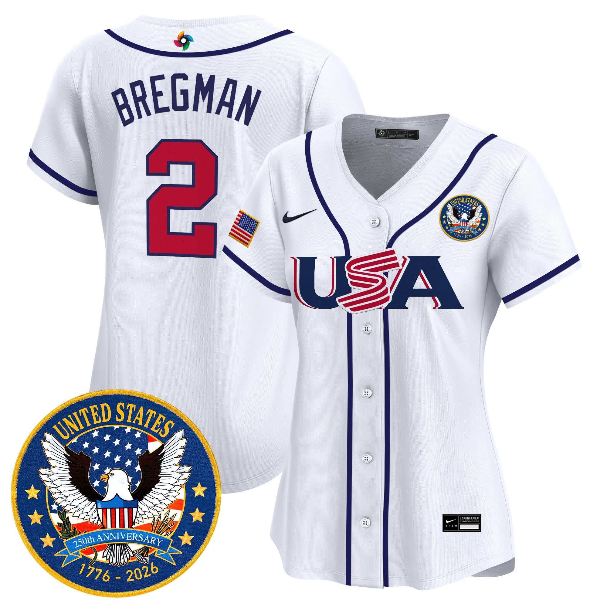 Women's Team USA World Baseball Classic United States 250th Anniversary Patch Vapor Premier Jersey - All Stitched