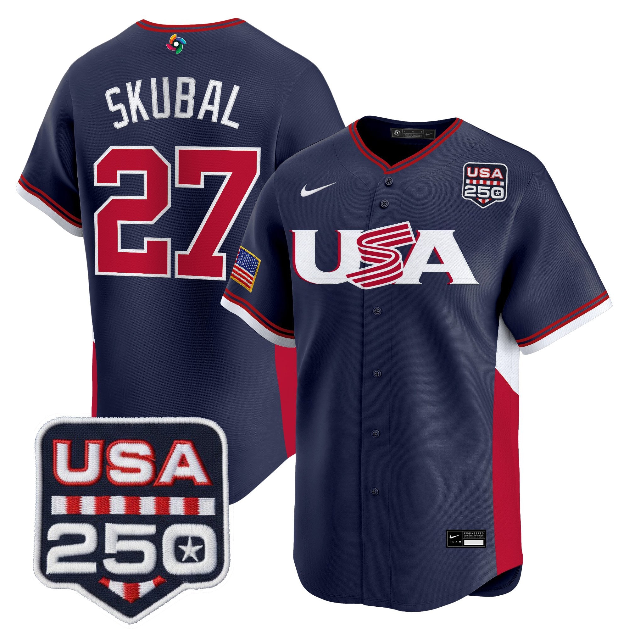 Men's Team USA World Baseball Classic 250America Patch Vapor Premier Jersey - All Stitched