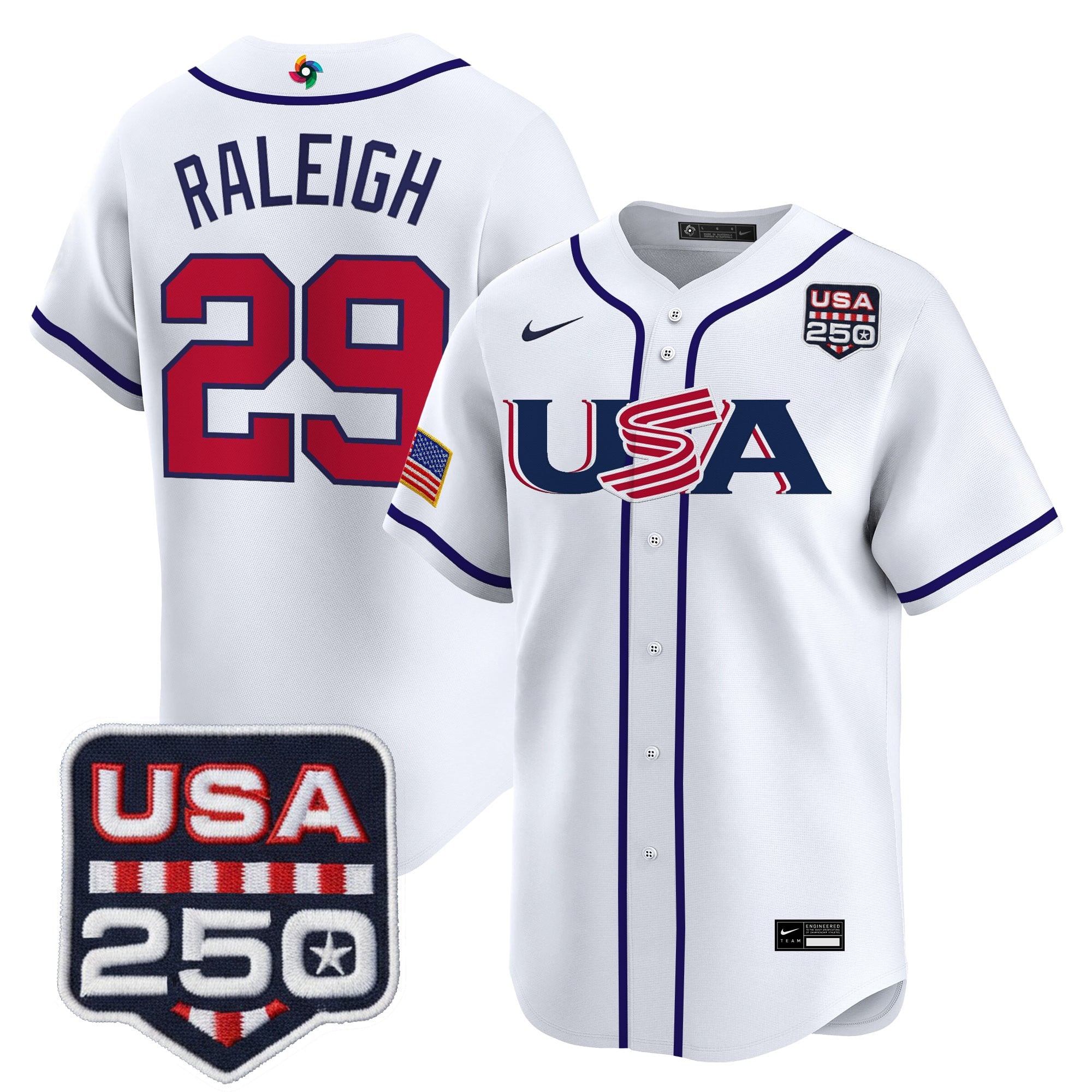 Men's Team USA World Baseball Classic 250America Patch Vapor Premier Jersey - All Stitched