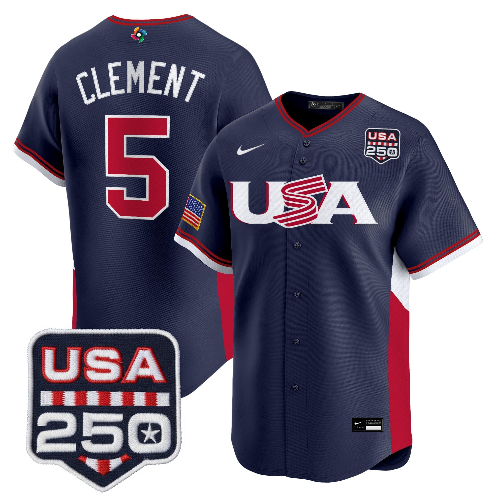 Men's Team USA World Baseball Classic 250America Patch Vapor Premier Jersey - All Stitched