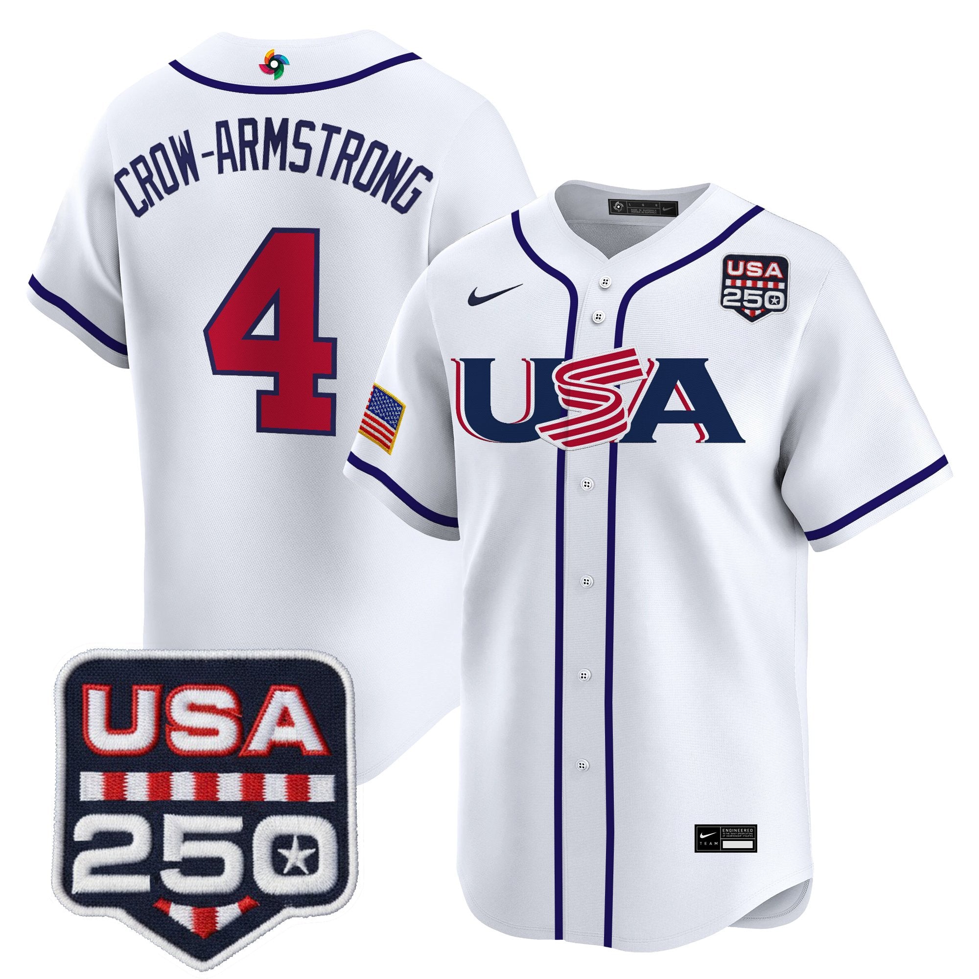 Men's Team USA World Baseball Classic 250America Patch Vapor Premier Jersey - All Stitched