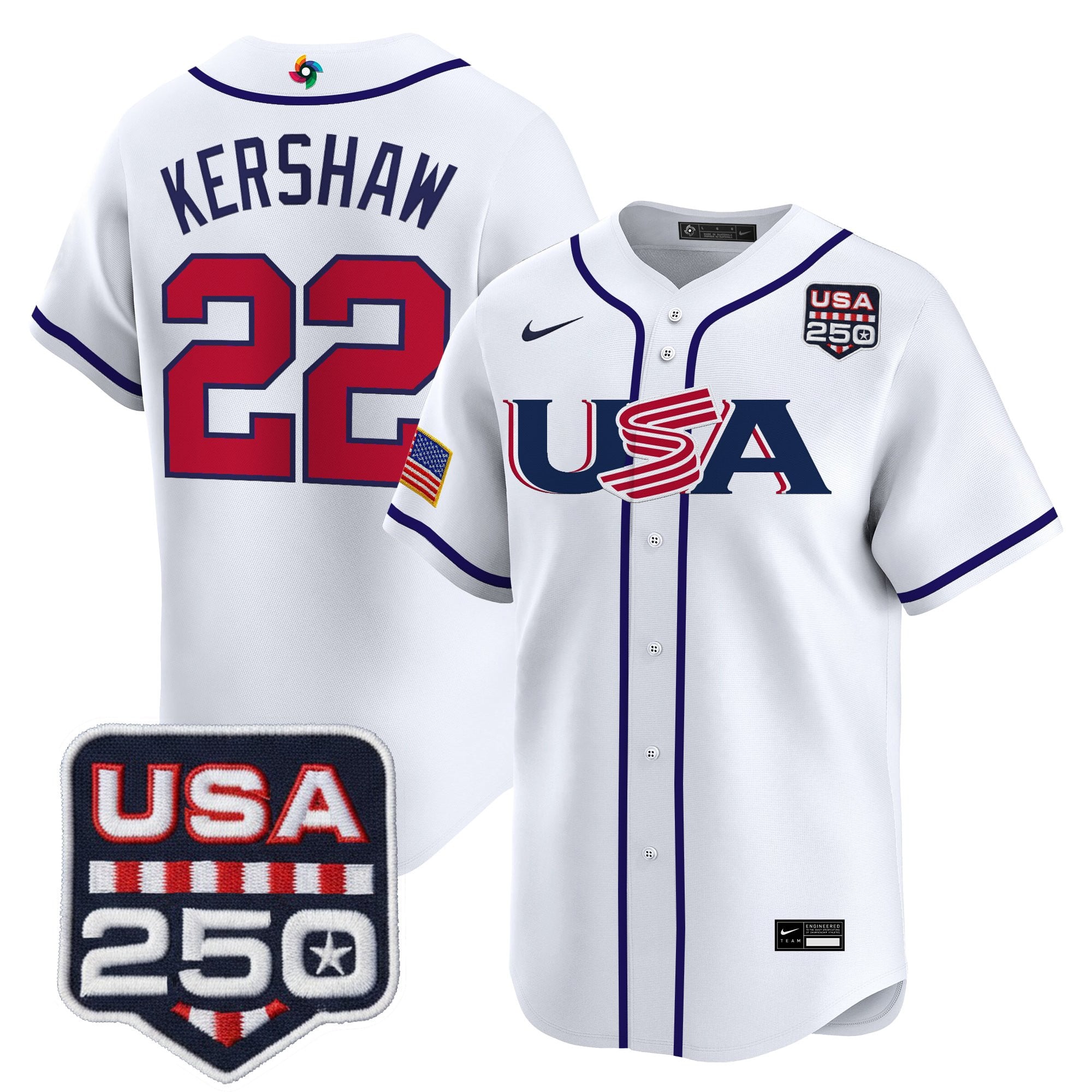 Men's Team USA World Baseball Classic 250America Patch Vapor Premier Jersey - All Stitched