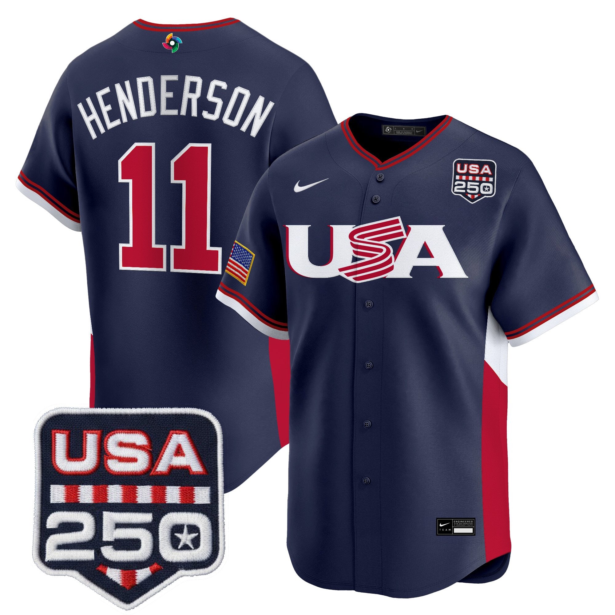 Men's Team USA World Baseball Classic 250America Patch Vapor Premier Jersey - All Stitched