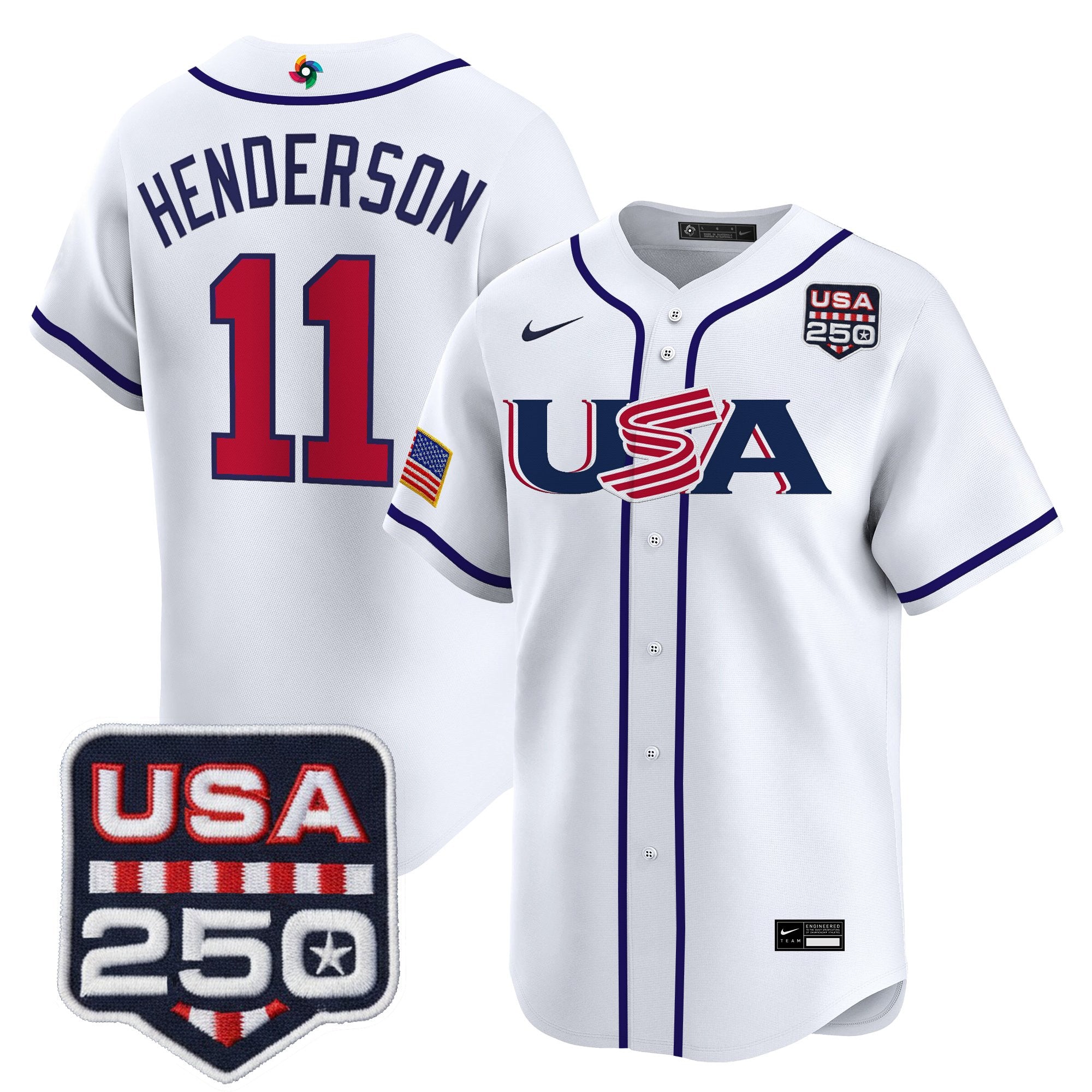 Men's Team USA World Baseball Classic 250America Patch Vapor Premier Jersey - All Stitched